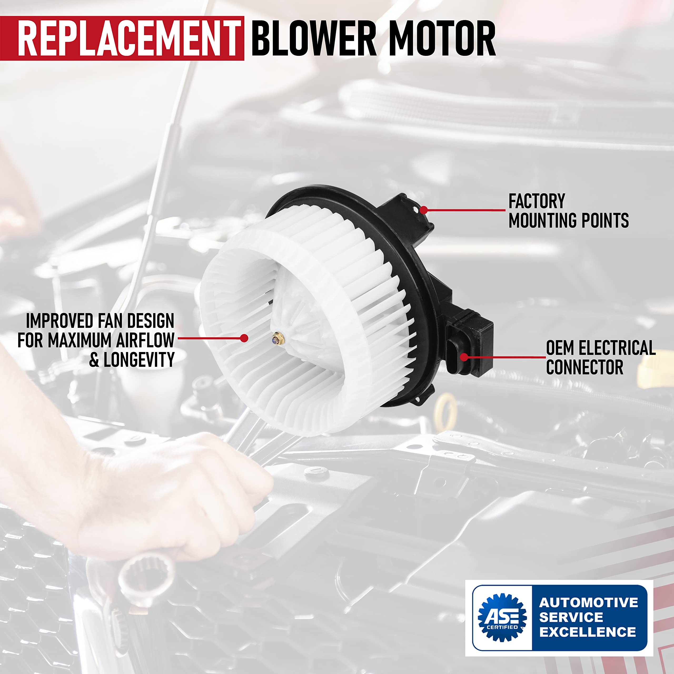 Ac Heater Blower Motor - Compatible With Honda Civic & Jeep Wrangler - Civic 2006, 2007, 2008, 2009, 2010, 2011, Wrangler 2007-2