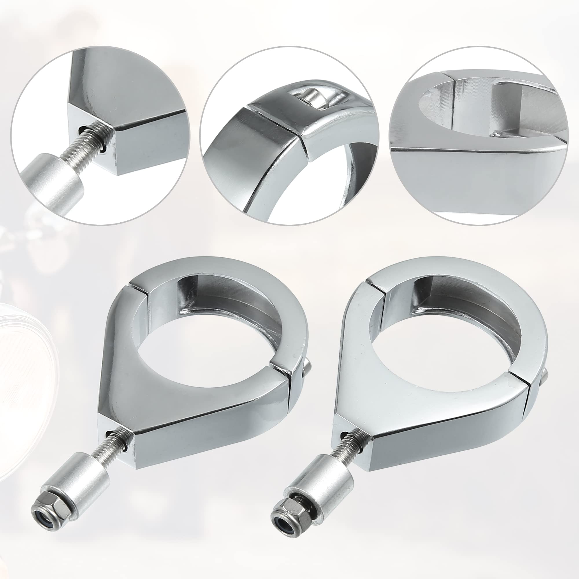 Acropix Universal Motorcycle Turn Signal Light Fork Clamps Kit 41Mm 1.6Inch Chrome - Pack Of 2