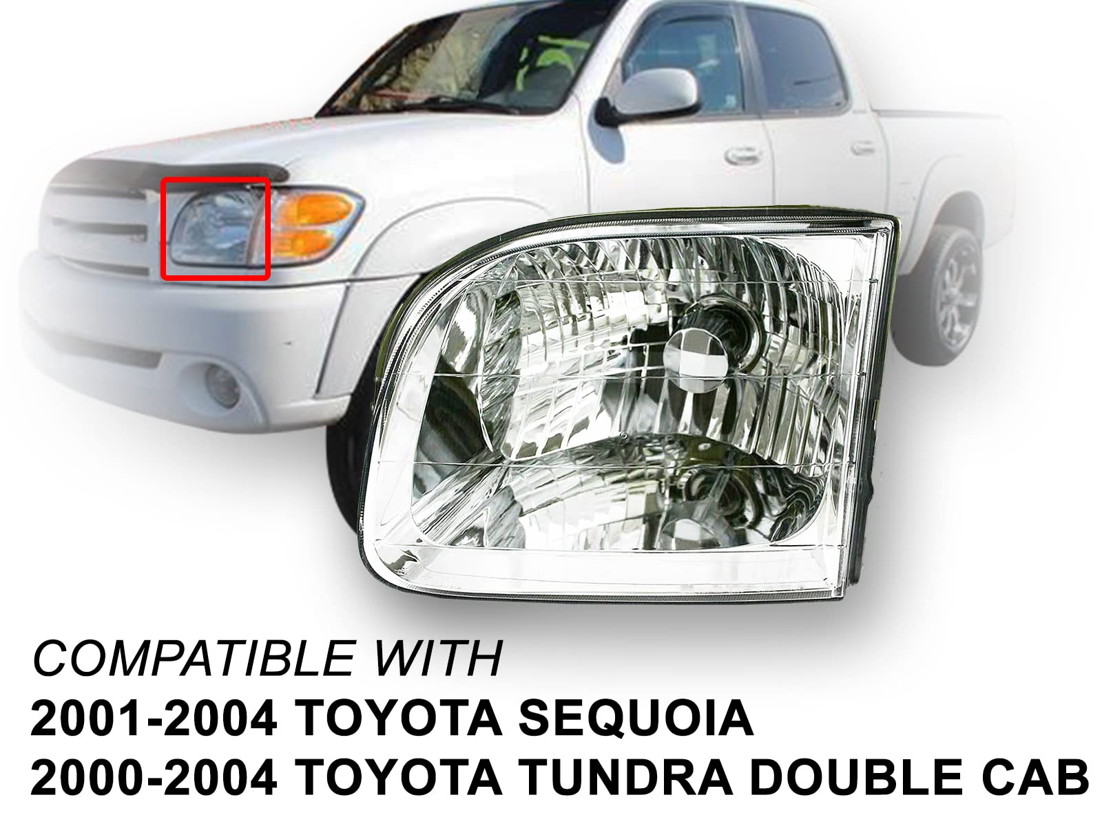 Auto Parts Avenue Apa Replacement Head Lamp For 2000 2001 2002 2003 2004 Tundra (Double Cab Model Only) 2001 2002 2003 2004 Sequ