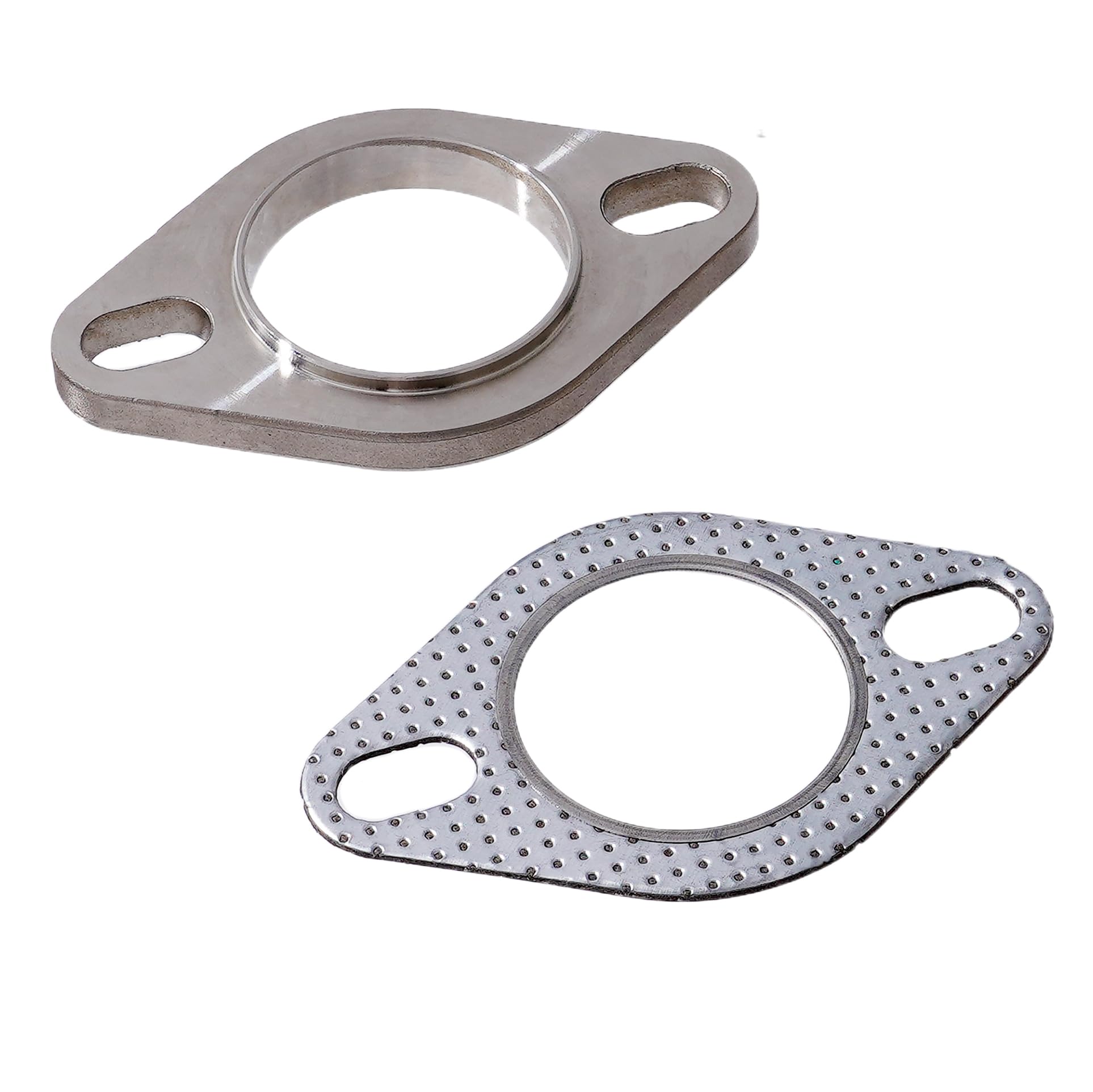 Rwraps 2 Inch 2 Bolt Exhaust Flange and Gasket,Stainless Steel Exhaust Flange with Flange Bolts and Nuts