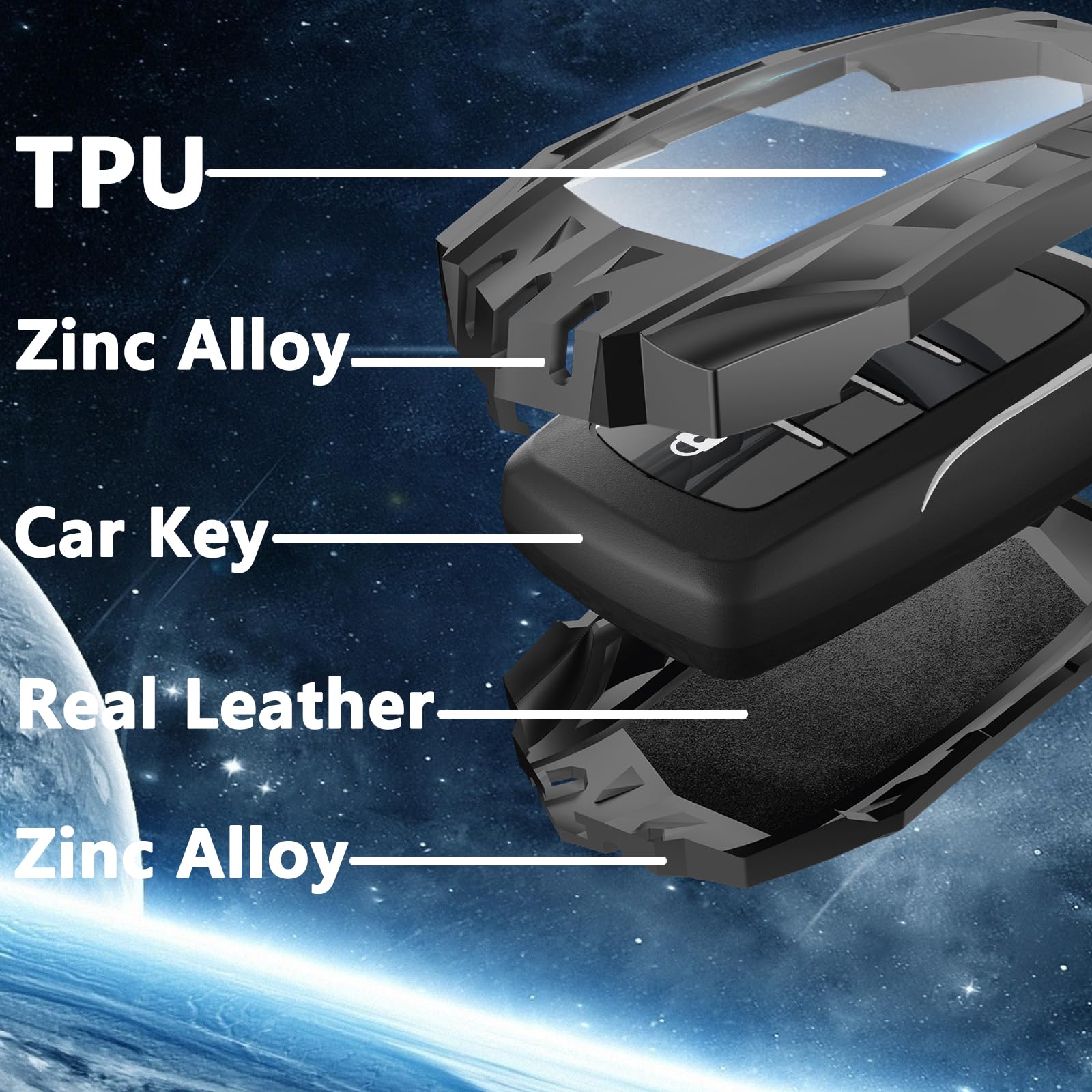 Ocezbiis For Toyota Key Fob Cover,Keychain,Zinc Alloy Protection Car Key Case For Venza Rav4 Prime Sienna Land Cruiser Fortuner