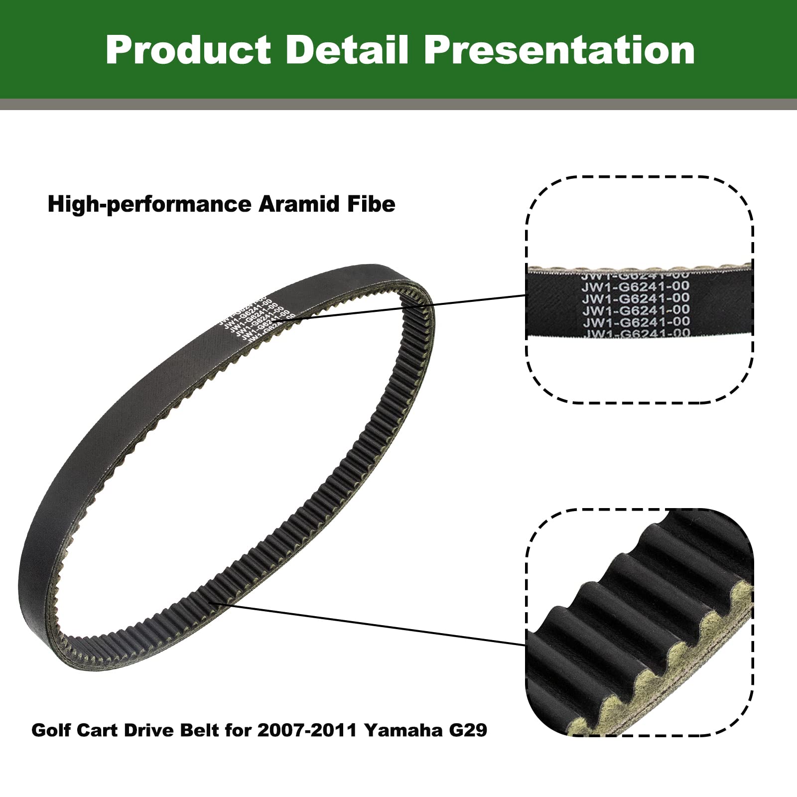 Clubrally Golf Cart Drive Belt Applicable To 2007-2011 Yamaha G29, Oem# Jw1-G6241-00, Jw1-G6241-10
