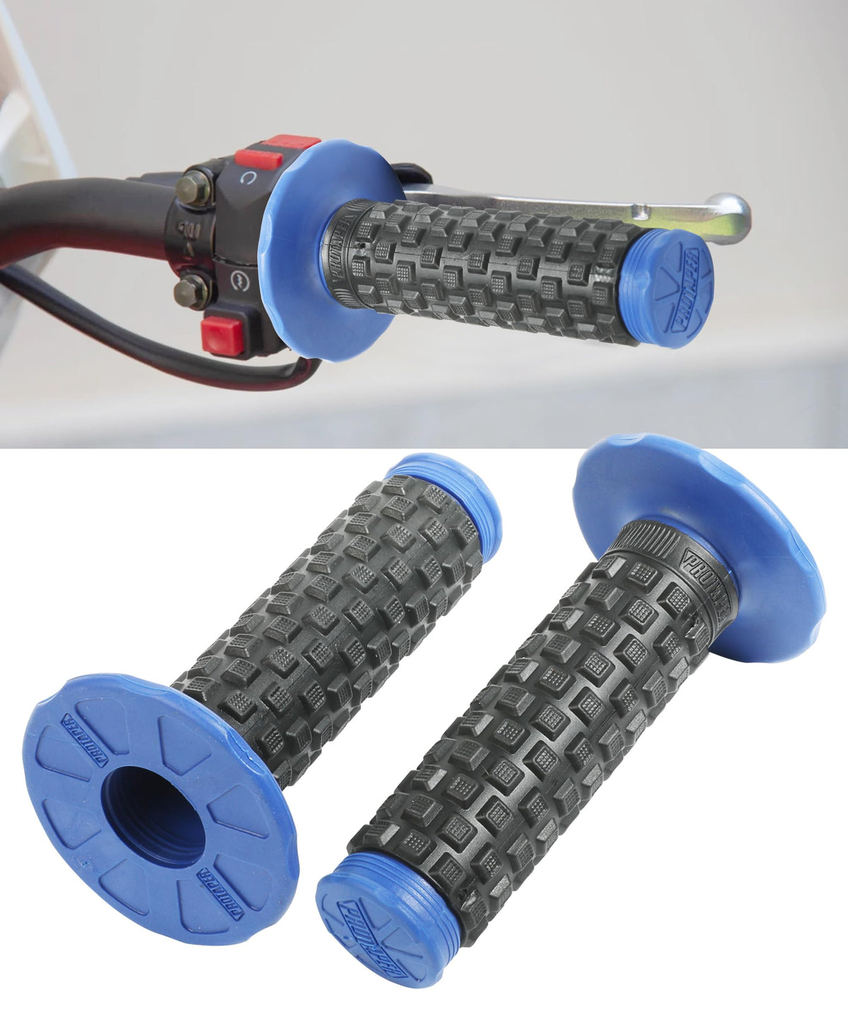 Bylikeho Motorcycle Grips,Motorcycle Handlebar Grips,7/8' Dirt Bike Grips,Car Accessories Universal Motorcycle Hand Bar Grips Pillow Grip,Anti-Slip Rubber Racing Grip (Blue)