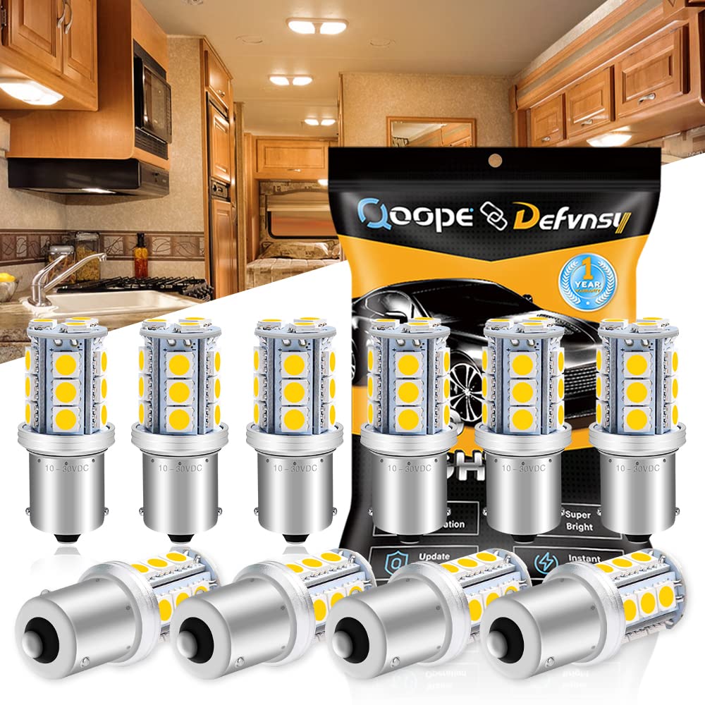 Qoope 1156 1141 Led Bulb 10V-30V Ac/Dc Super Bright Warm White 1073 7506 Ba15S Replacement Bulbs For Rv Camper Travel Trailer Ma
