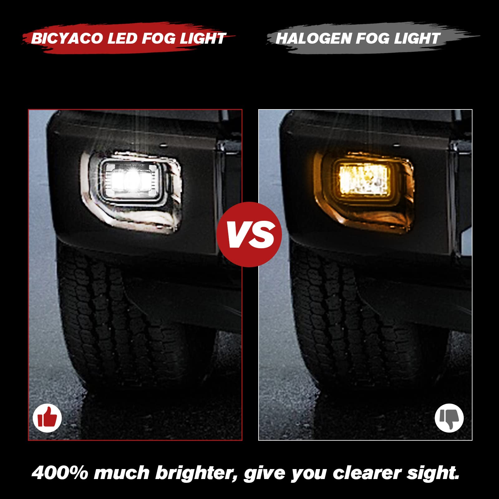 Bicyaco Led Fog Lights With Drl Daytime Running Lights Compatible With 2015-2020 Ford F150, 4 Inch Led Fog Light Assembly Kit, 3