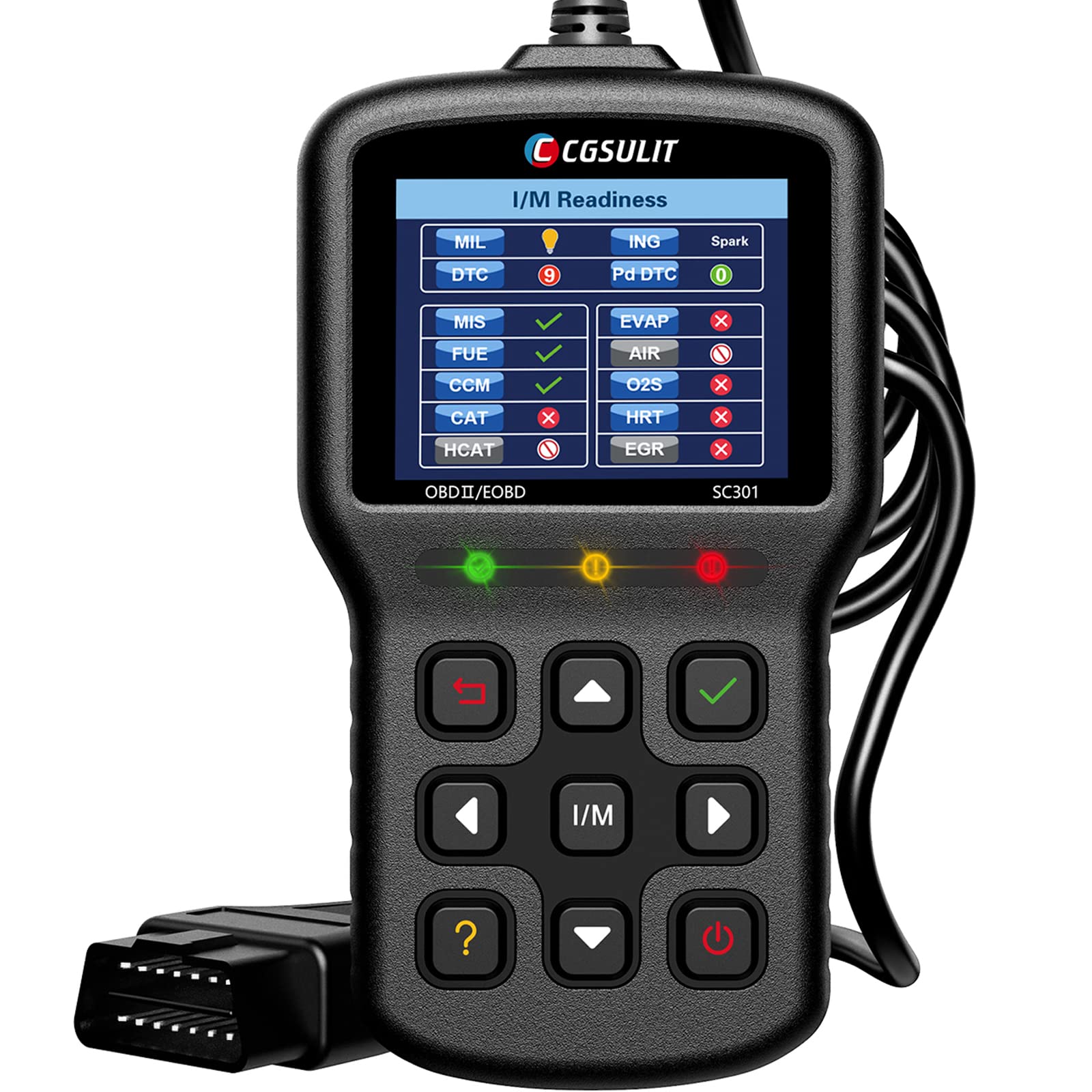 Car Code Reader CGSULIT SC301 OBD2 Scanner with Smog Check & Check Engine Light Reset, Read/Clear Error Code, Live Data, DTC Loo