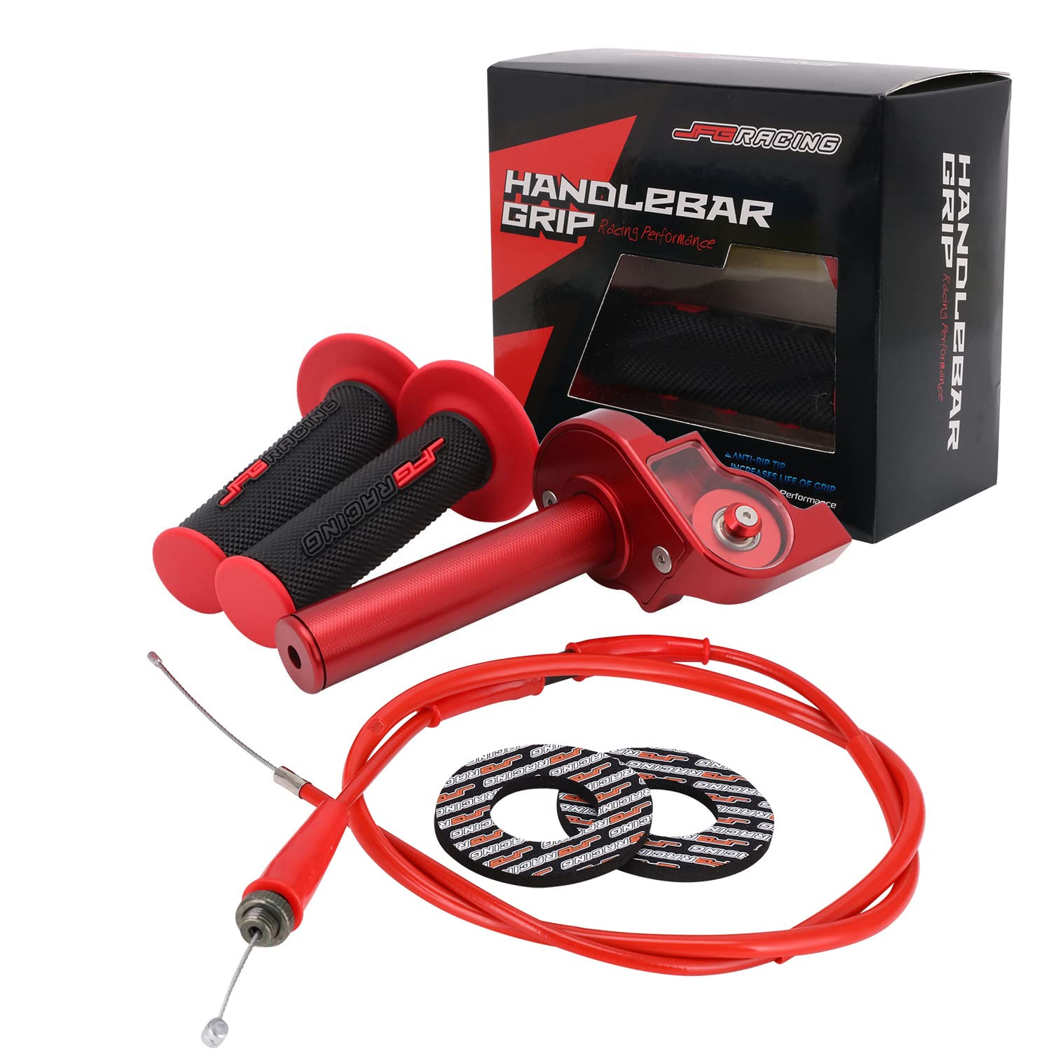 Jfg Racing Motorcycle Throttle Assembly,7/8' 22Mm Quick Twist Throttle Grips With Throttle Cable Aluminum Alloy Universal For Crf50 Klx Ssr Ttr 110 125 150 200 250Cc Dirt Pit Bike Atv Mini Bike Red