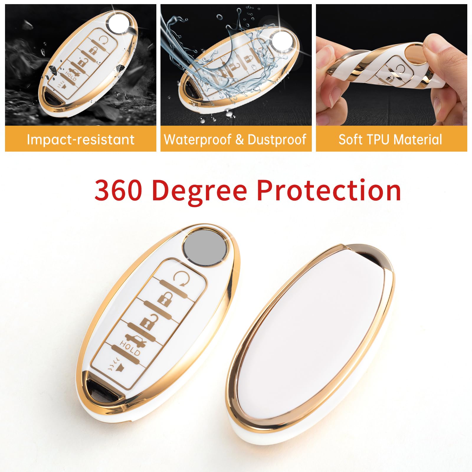 Gematay For Nissan Key Fob Cover, Key Case Shell Compatible With Nissan Altima Rogue Sentra Pathfinder Frontier Maxima Titan Mur