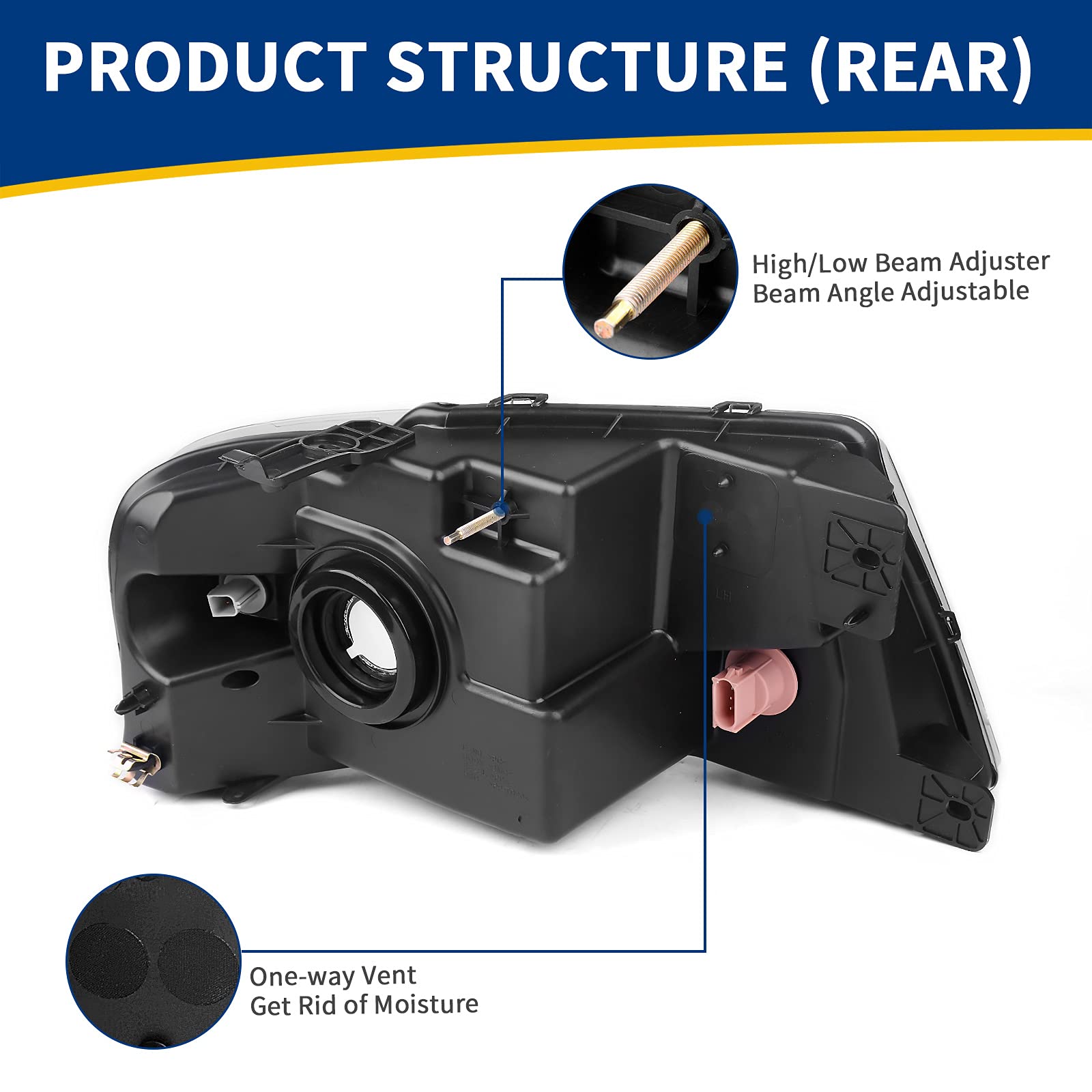 Autosaver88 Headlight Assembly Compatible With 97-03 Ford F-150/97-02 Ford Expedition Pickup Headlamp Replacement Chrome Housing