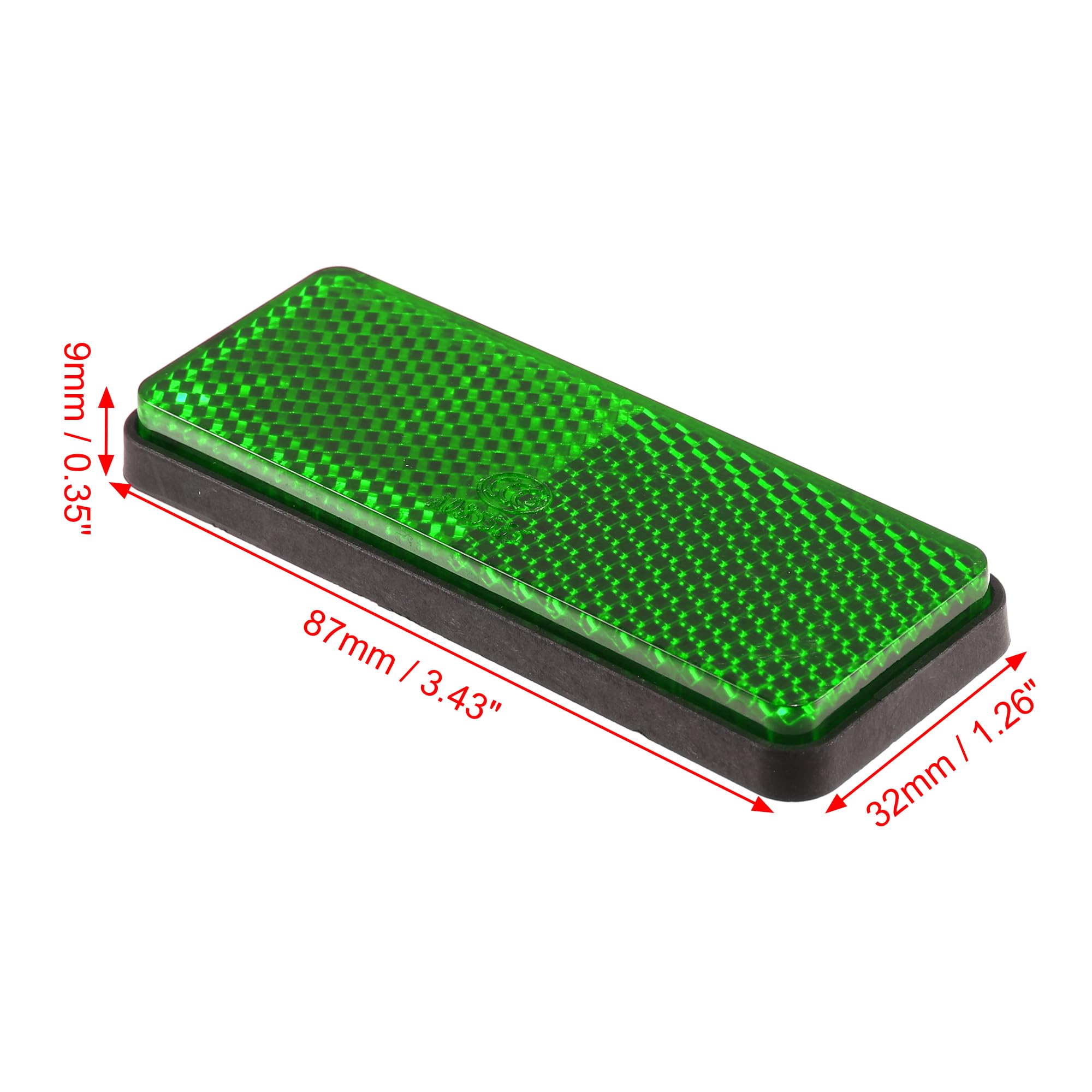 X Autohaux 4 Pcs 87X32Mm Green Plastic Universal Rectangular Reflective Warning Reflector With Adhesive Tape For Motorcycle Bike
