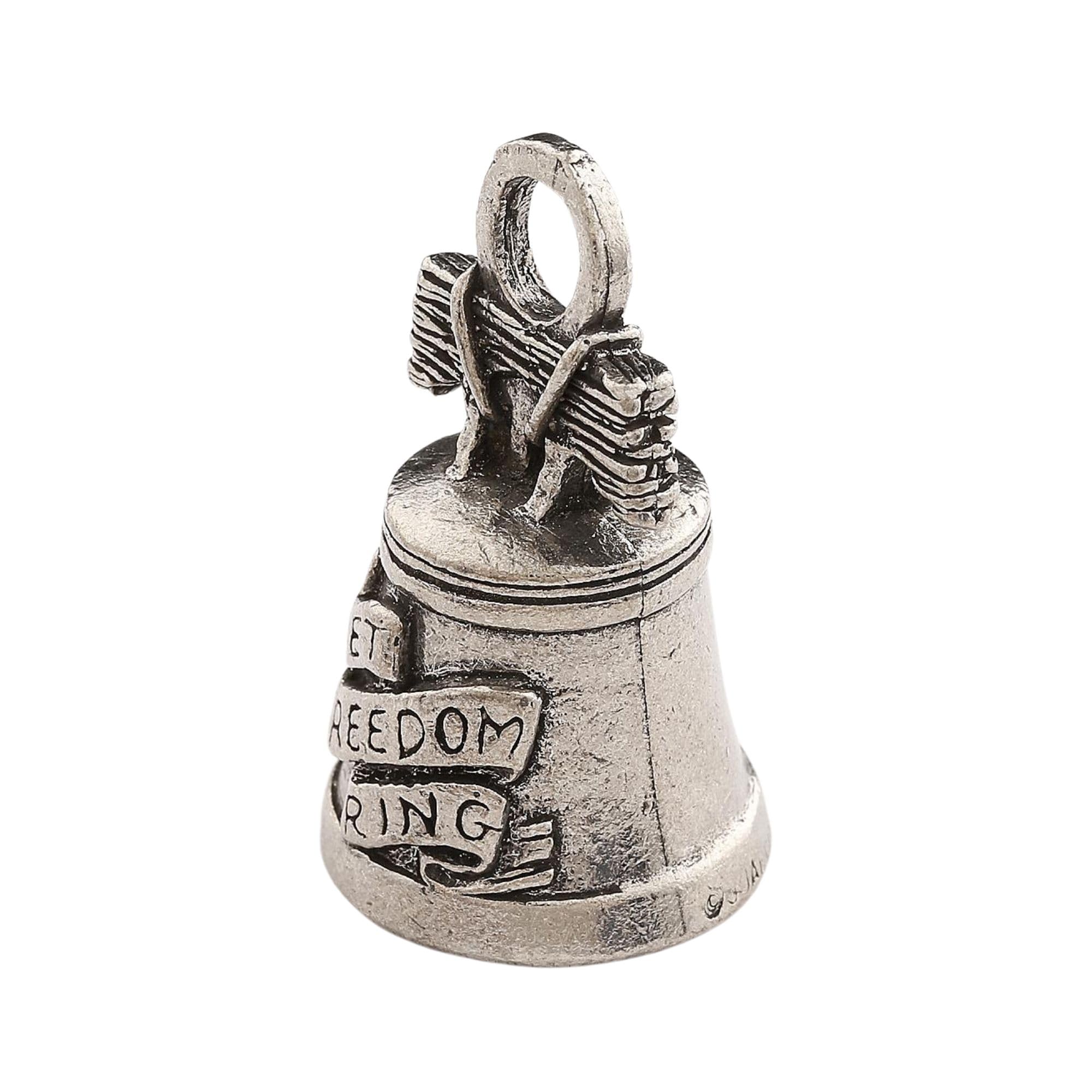 Guardian Bell Liberty Good Luck Bell W/Keyring & Black Velvet Gift Bag | Motorcycle Bell | Lead-Free Pewter | Made In Usa