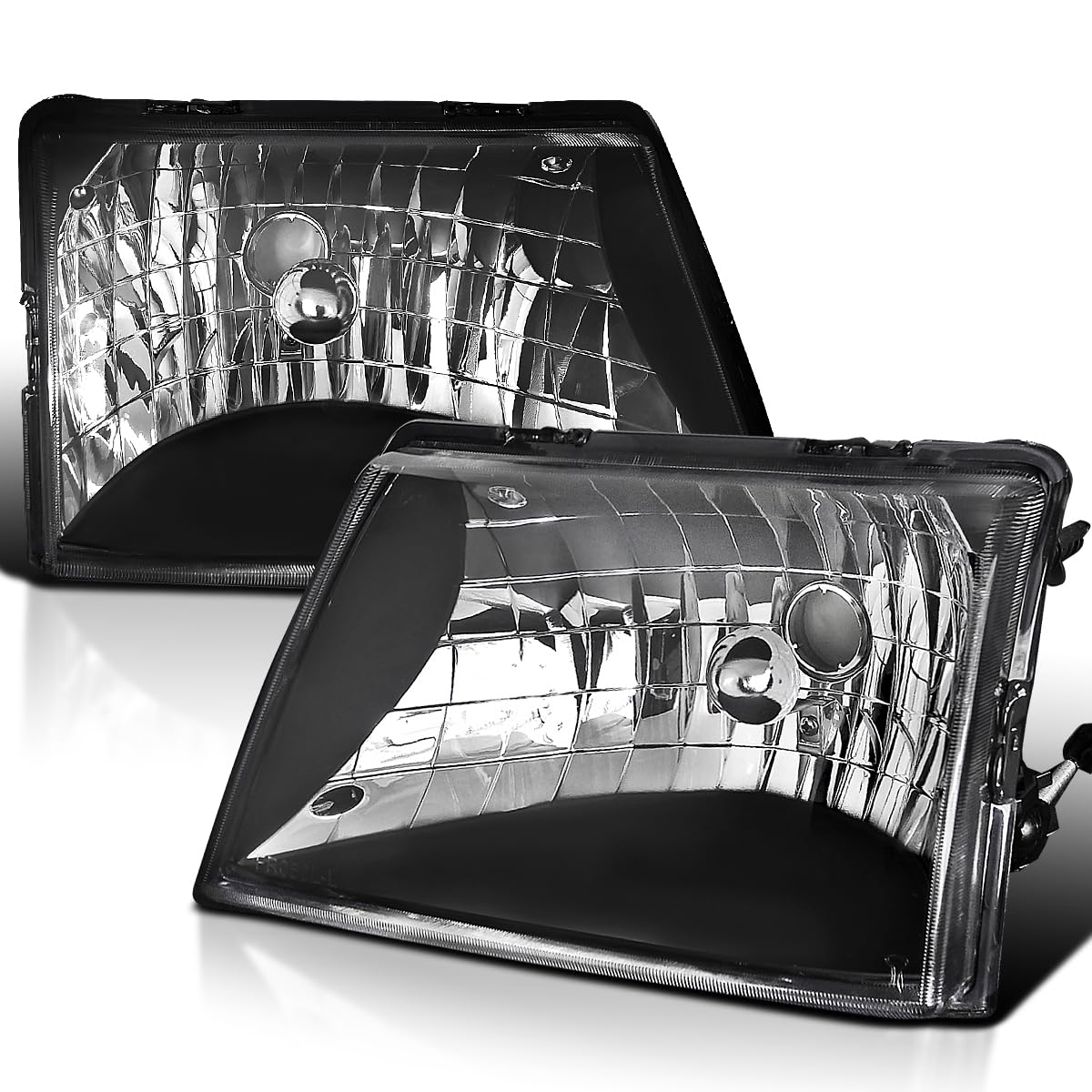 Spec-D Tuning Diamond Headlights Lamps Black Compatible With 1998-2000 Ford Ranger L+R Pair Head Light Lamp Assembly