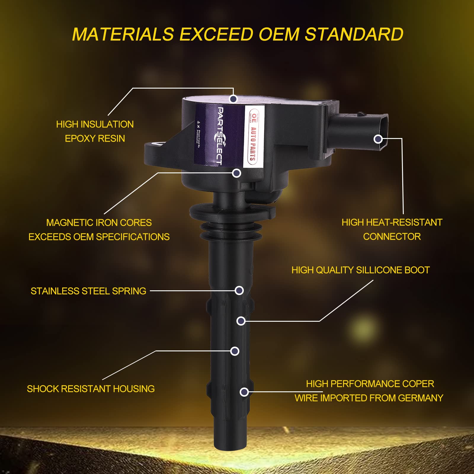 Partselect Ignition Coil Pack Uf535 Replacement For Mercedes-Benz C230 C350 E350 Cl550 Clk350 3.5L 3.0L 2.5L V6 Ml E C Clk R Slk