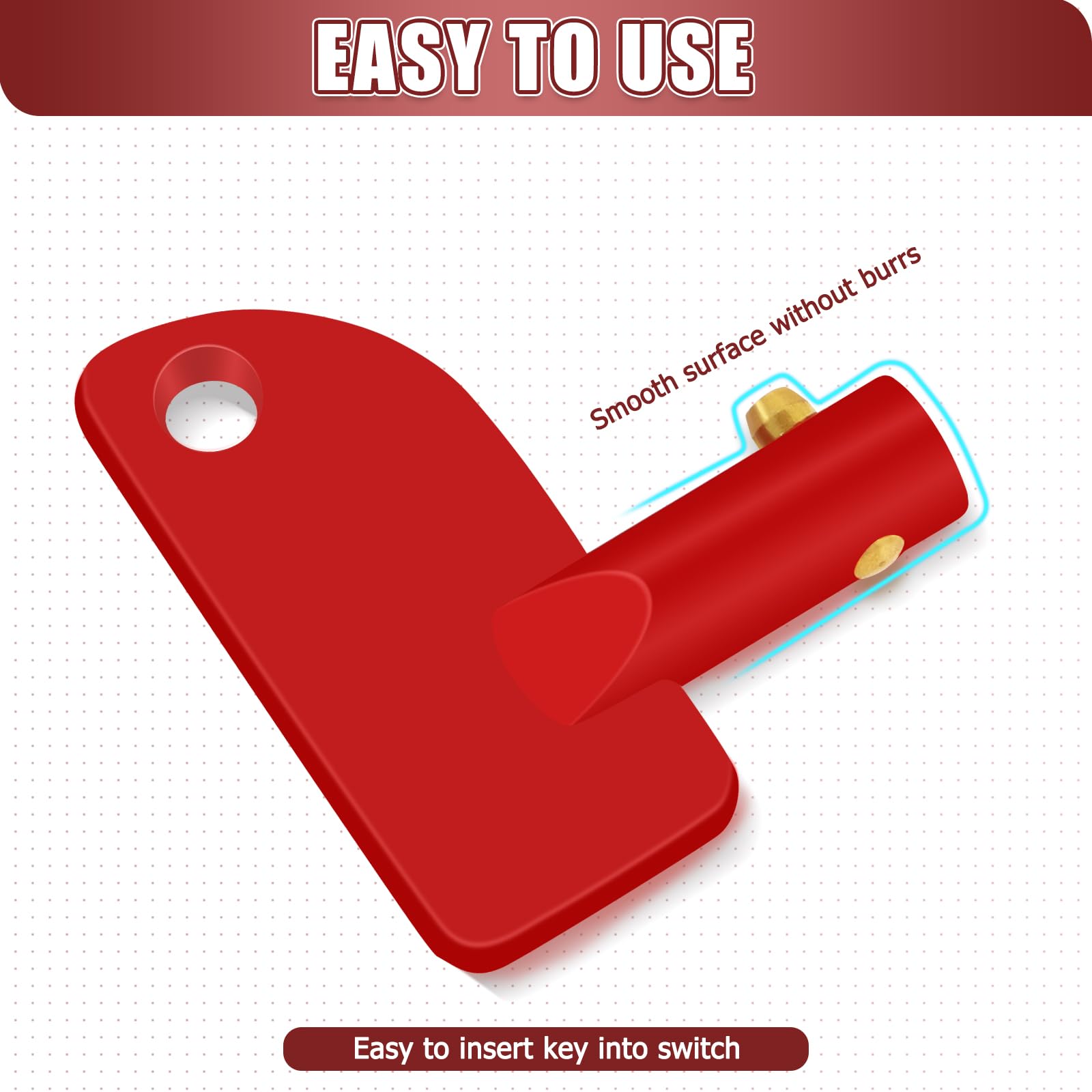 Battery Disconnect Key 14mm 4 Pcs, Battery Disconnect Switch Key Abs Plastic, RV Battery Disconnect Key for Car Rv ATV Truck Boa