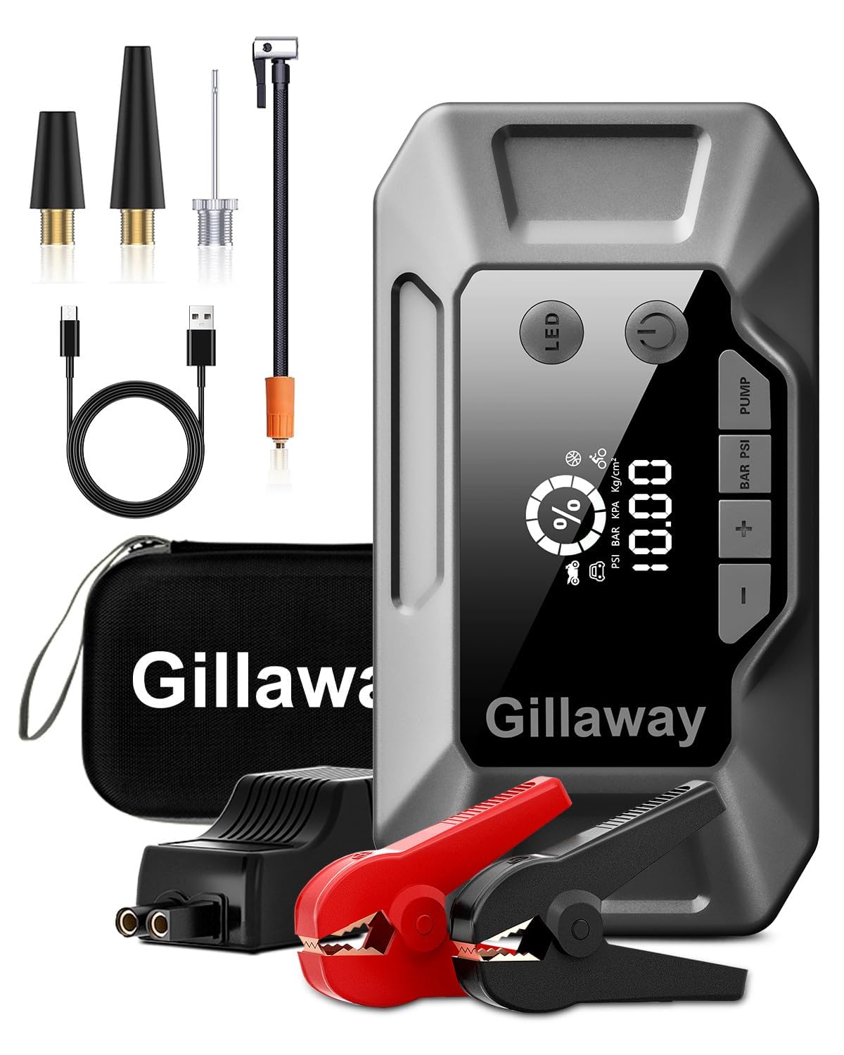 Q11 4500A Car Jump Starter With Air Compressor Combo 150Psi, Portable Car Battery Jump Starter Battery Pack (10L Gas/8.0L Diesel