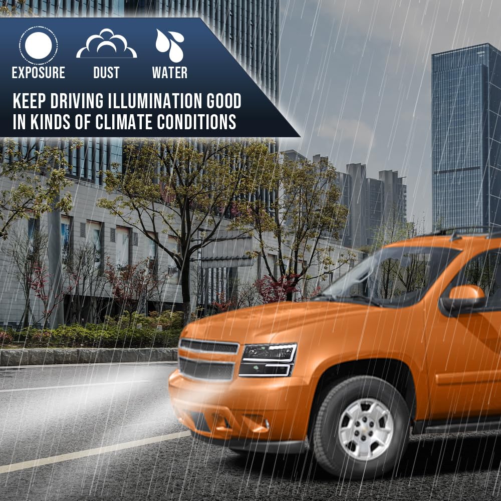 Allgood Led Drl Headlights Compatible With 2003-2006 Chevy Silverado Avalanche 1500 2500 3500 Hd, Fit Models Without Factory Cladding, Smoky Lens Chrome Housing Amber Reflector