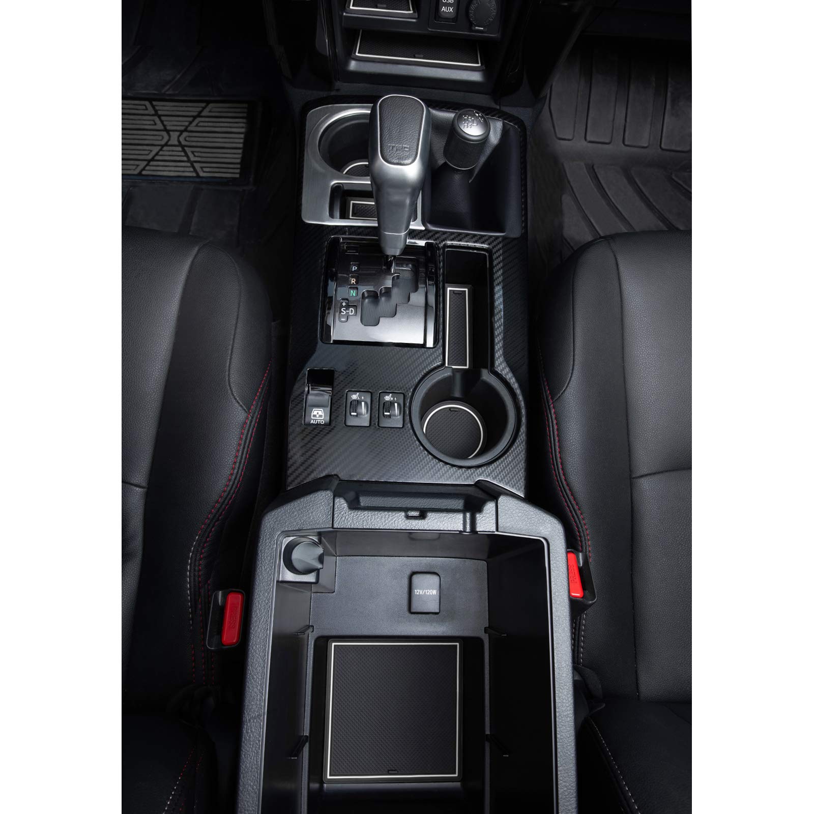 Premium Cup Holder, Console, And Door Pocket Inserts Kit Compatible With Toyota 4Runner Accessories 2010-2024 (2 Row, White Trim