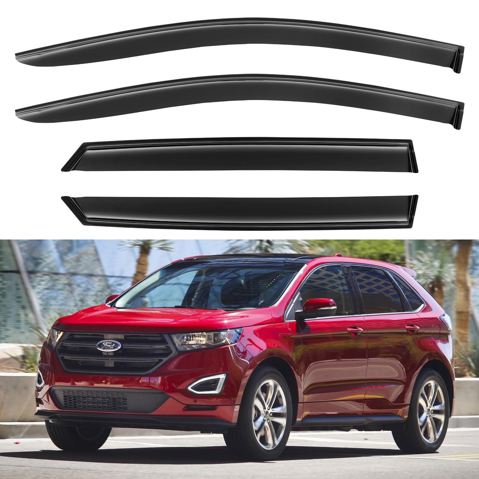 Window Visors Rain Guards Shield for 2015-2024 Ford Edge, Out-Channel Window Vent Wind Deflectors Visors Shades for 15-24 Edge