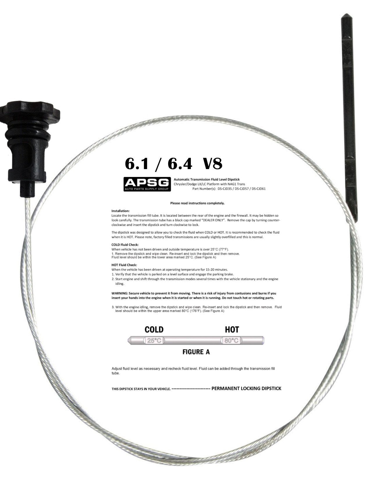 6.1 6.4 V8 | Transmission Fluid Dipstick Tool | For: Chrysler, Dodge, Jeep | W/Instructions