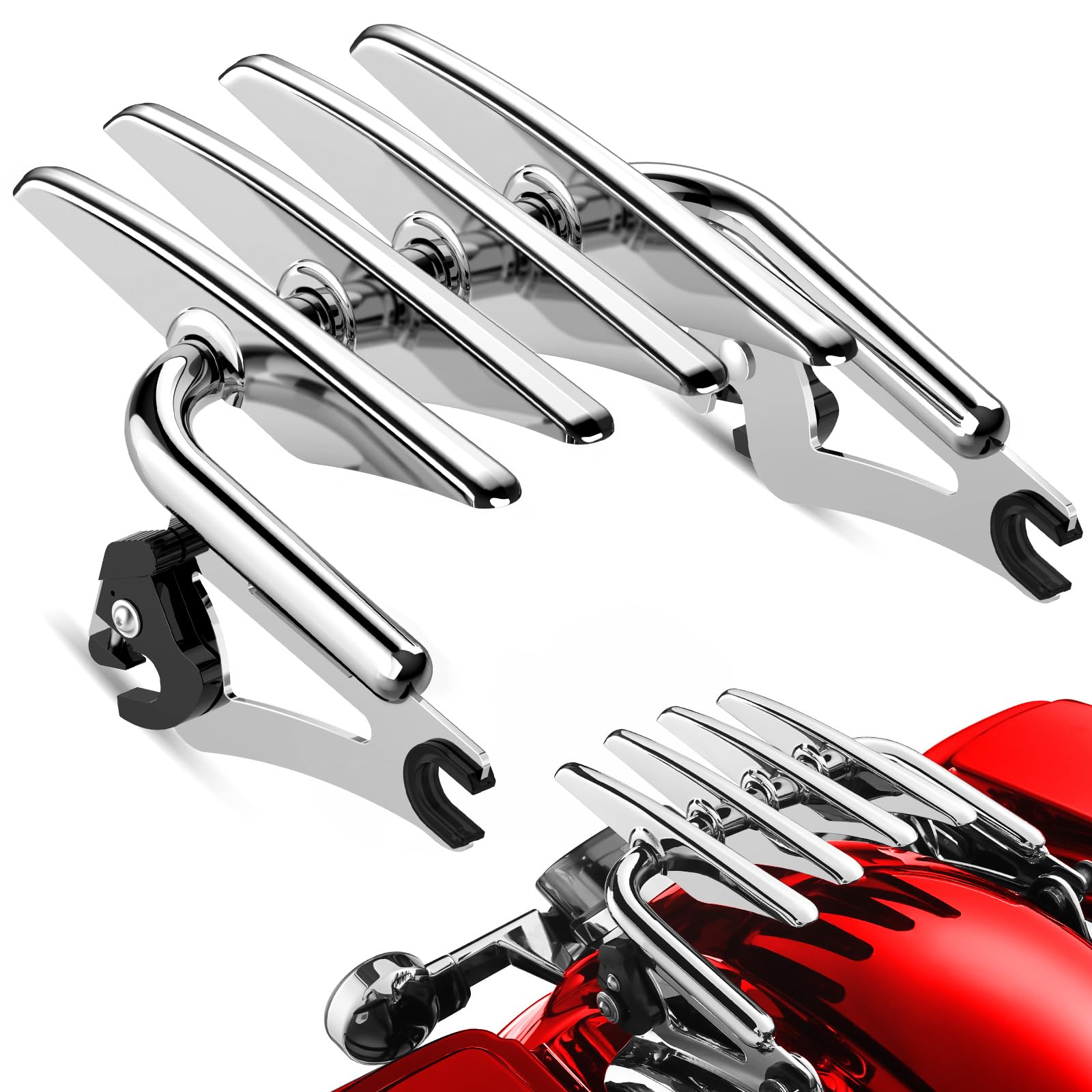 Pbymt Chrome Detachable Stealth Mounting Luggage Rack Compatible For Harley Touring Street Glide Road King Electra Glide 2009-20