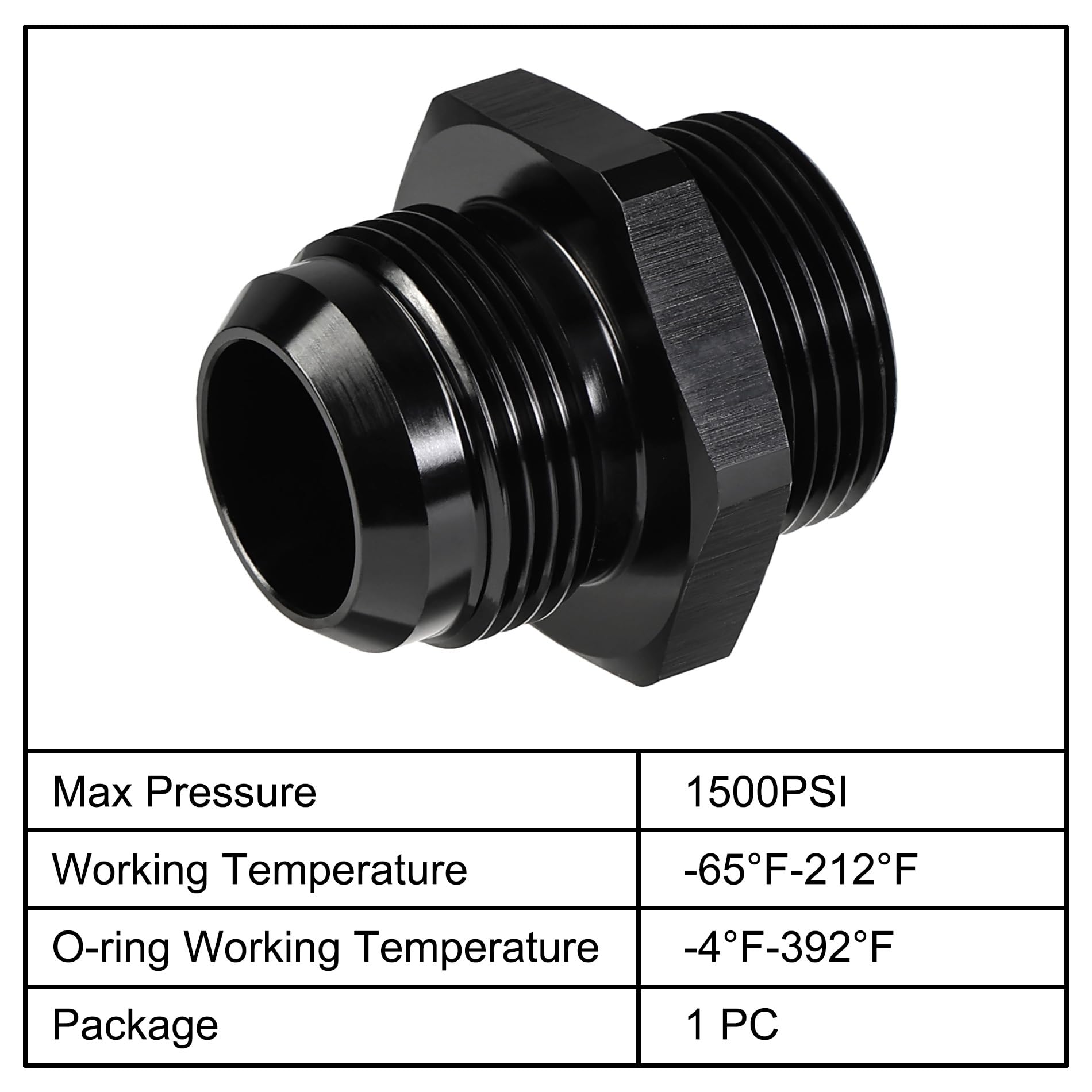 EVIL ENERGY 16AN Flare to 16AN ORB Male Fuel Rail Adapter Fitting Black