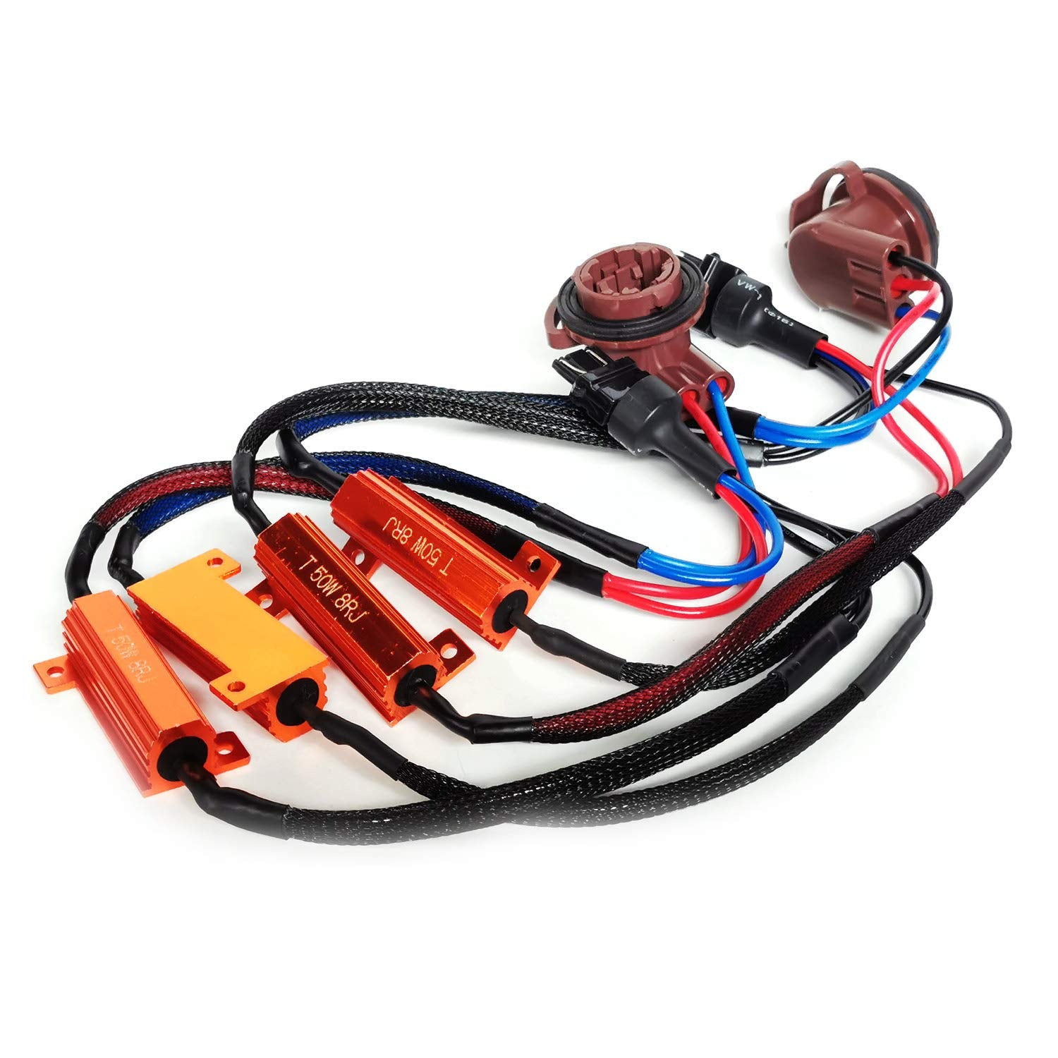 O-Nex 3157 4157 Led Load Resistor Kit 50W 8Ohm Turn Signal Bulb Relay Harness Adapter Anti Flicker Error Decoder Warning Cancell