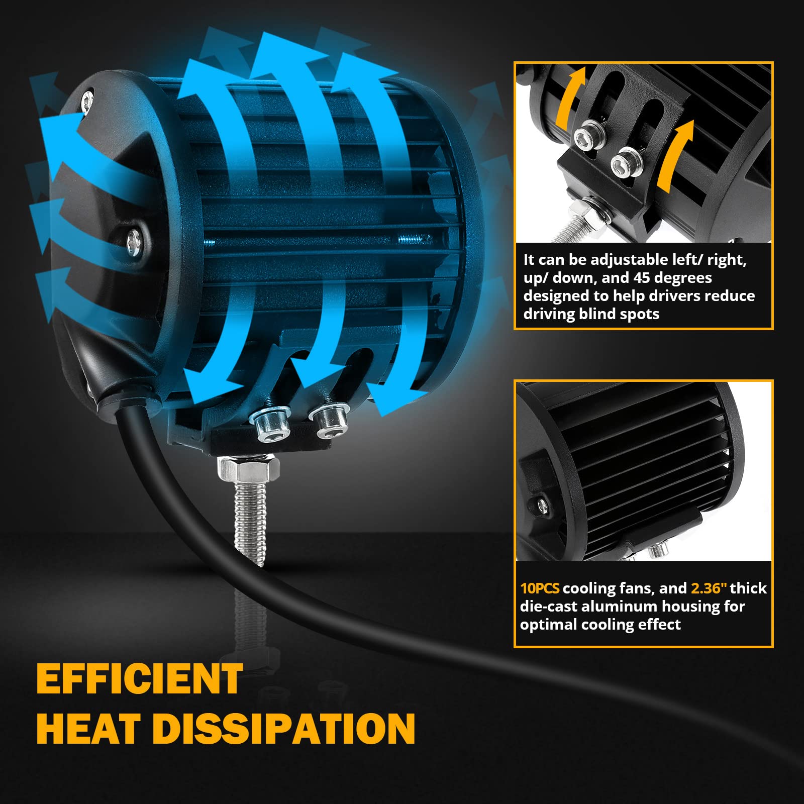 Auxbeam 4 Inch Led Pods 120W Spot Led Pod Light Bar 12000Lm Led Driving Fog Light Triple Row Amber White Off Road Lights With 10