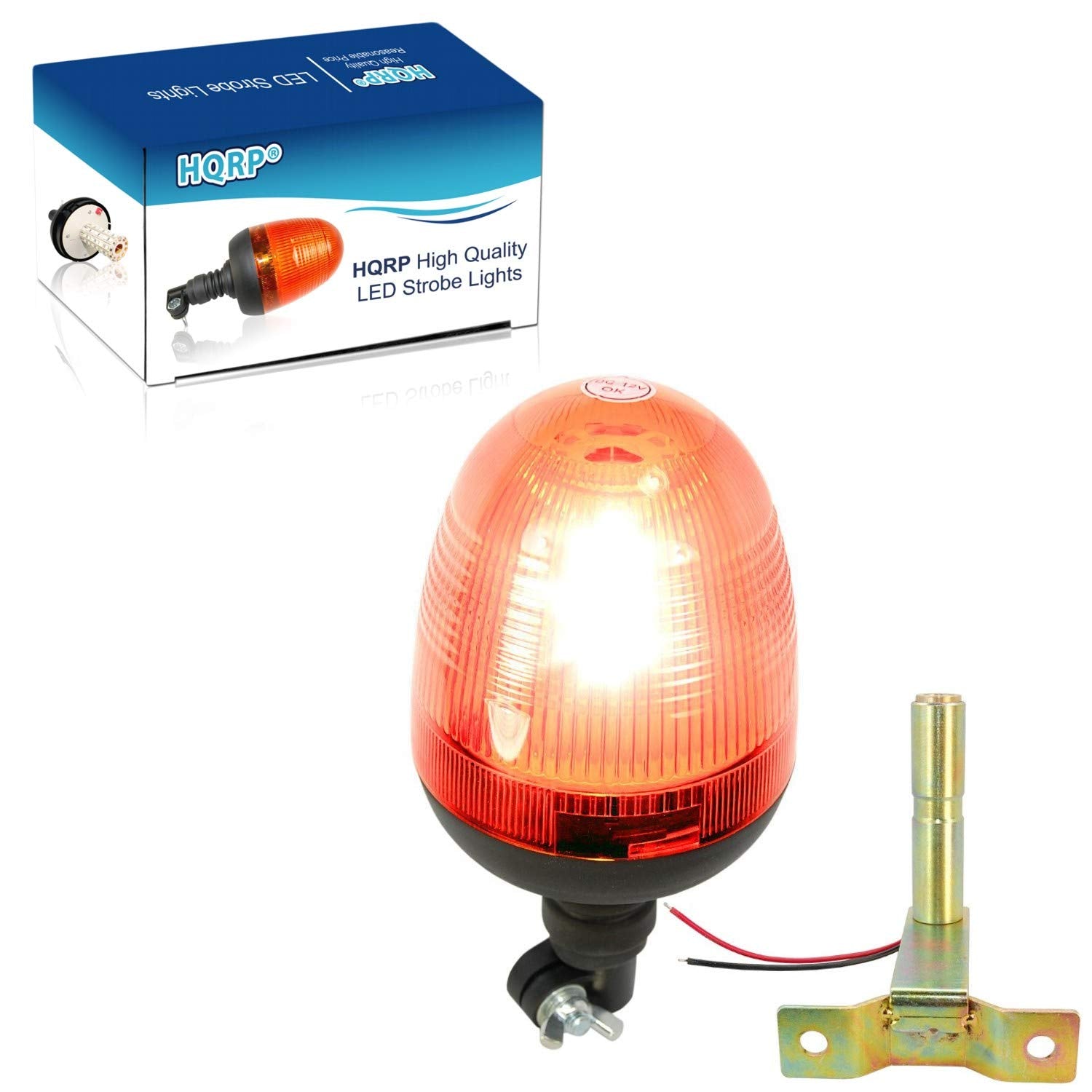HQRP Flexible Pipe Mount/Low Profile Amber Beacon Emergency Hazard Warning Safety LED Strobe Lights for Golf Cart, Truck, Tracto
