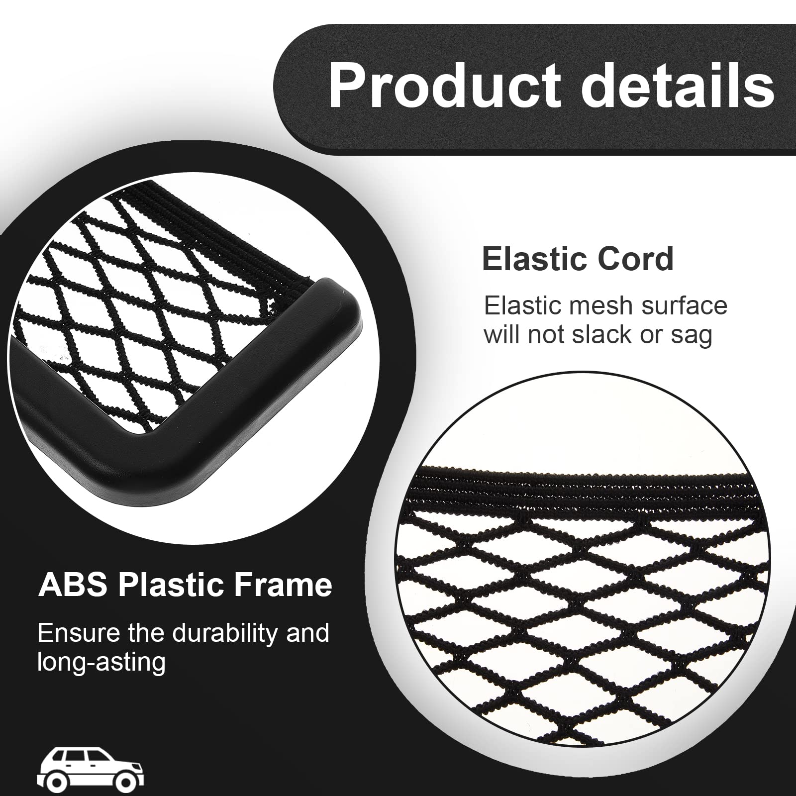 Frienda 2 Pcs Abs Plastic Frame Car Storage Net Bag Phone Car Mesh Net Holder Rv Storage Boat Cargo Pocket Organizer Framed Mesh