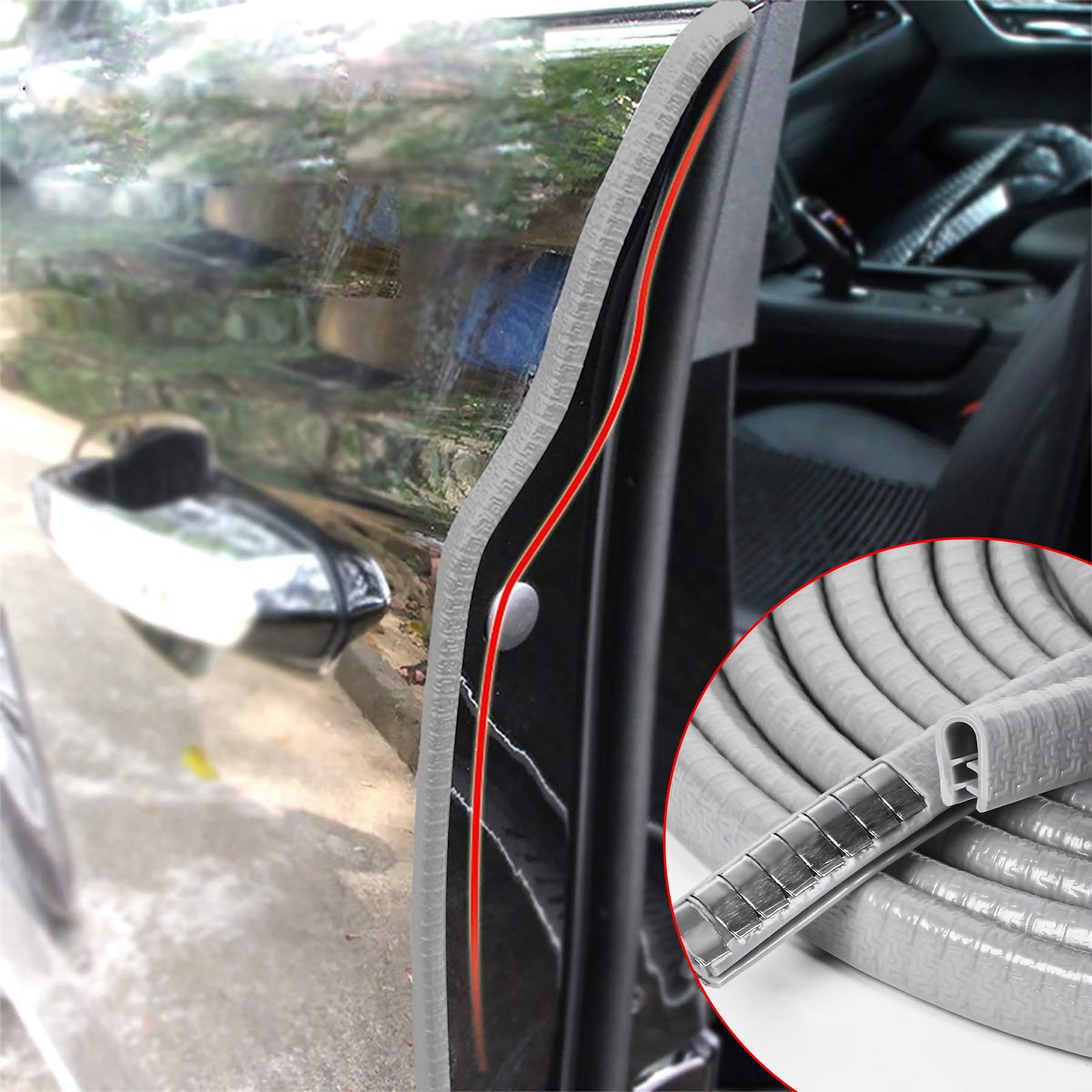 Myfamirea 33Ft(10M) Long Car Door Edge Guards, U Shape Edge Trim Rubber Seal Protector Car Door Protection Anti-Collision Rubber