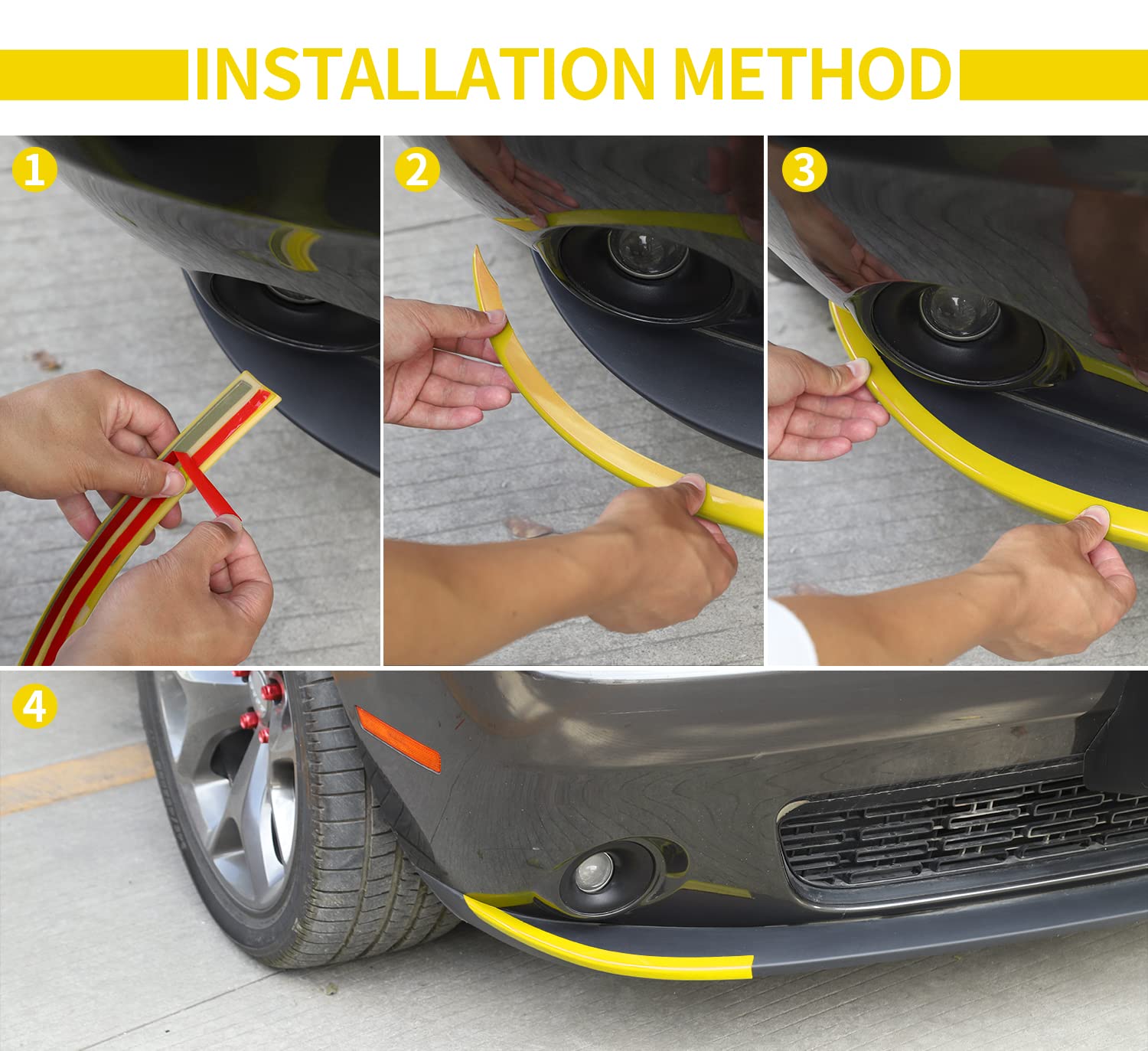 Voodonala For Dodge Challenger 2015-2023 Front Bumper Lip Splitter Protector Cover Compatible For Dodge Challenger 2015-2023(Yel