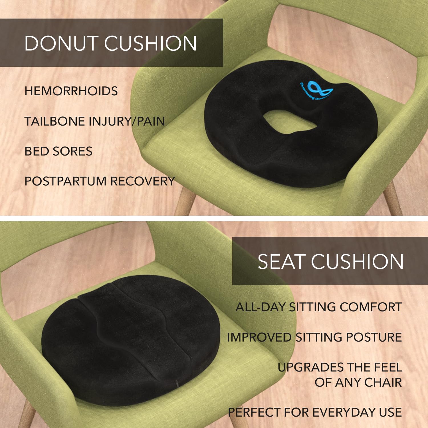 Everlasting Comfort Memory Foam Car Seat Cushion - Tailbone Pain Relief, Driving Seat Cushion For Short People - Office, Wheelch