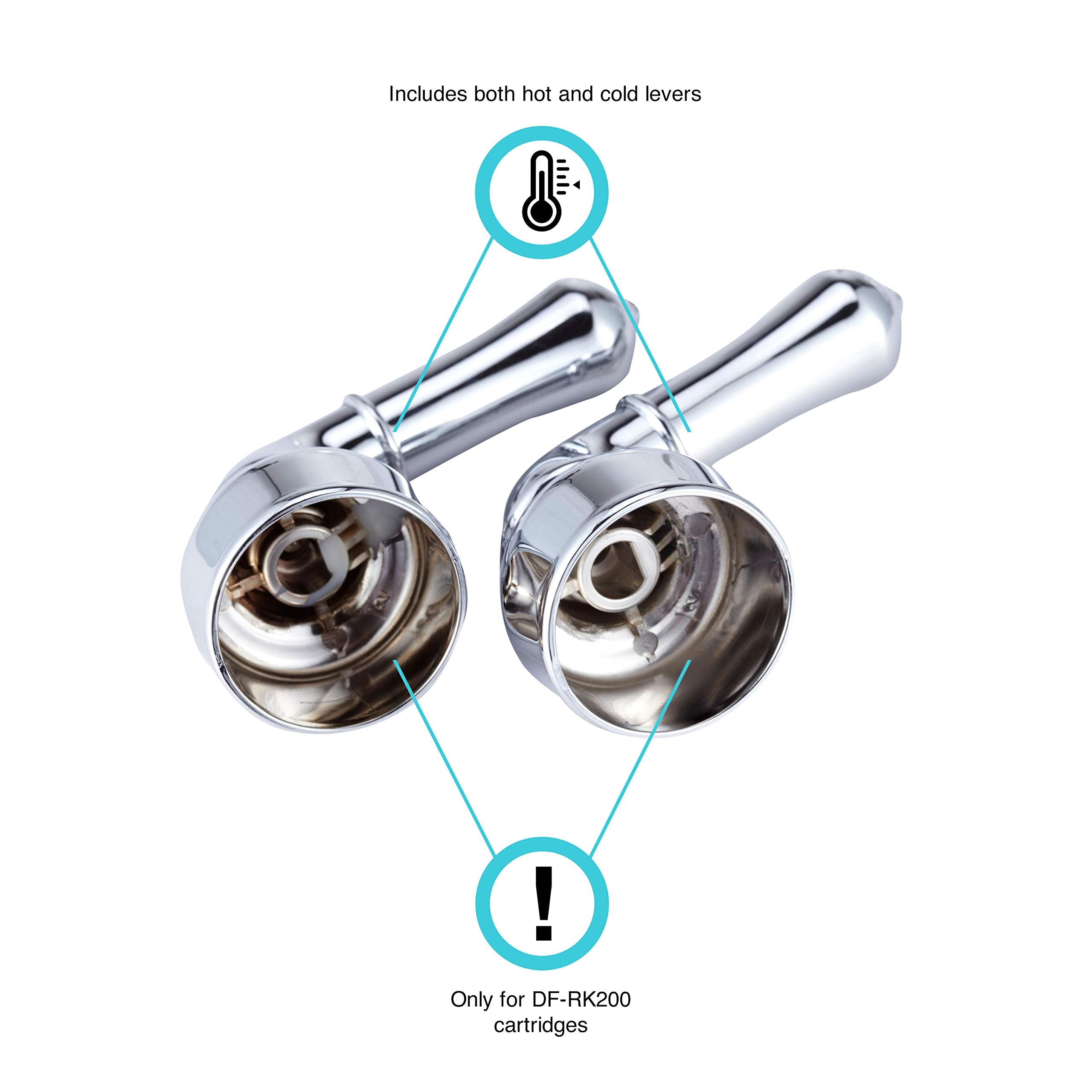 Dura Faucet DF-RKC-CP RV Replacement Hot and Cold Classic Handles - Metallic Plating Over ABS Models Only (Chrome Plated Over AB