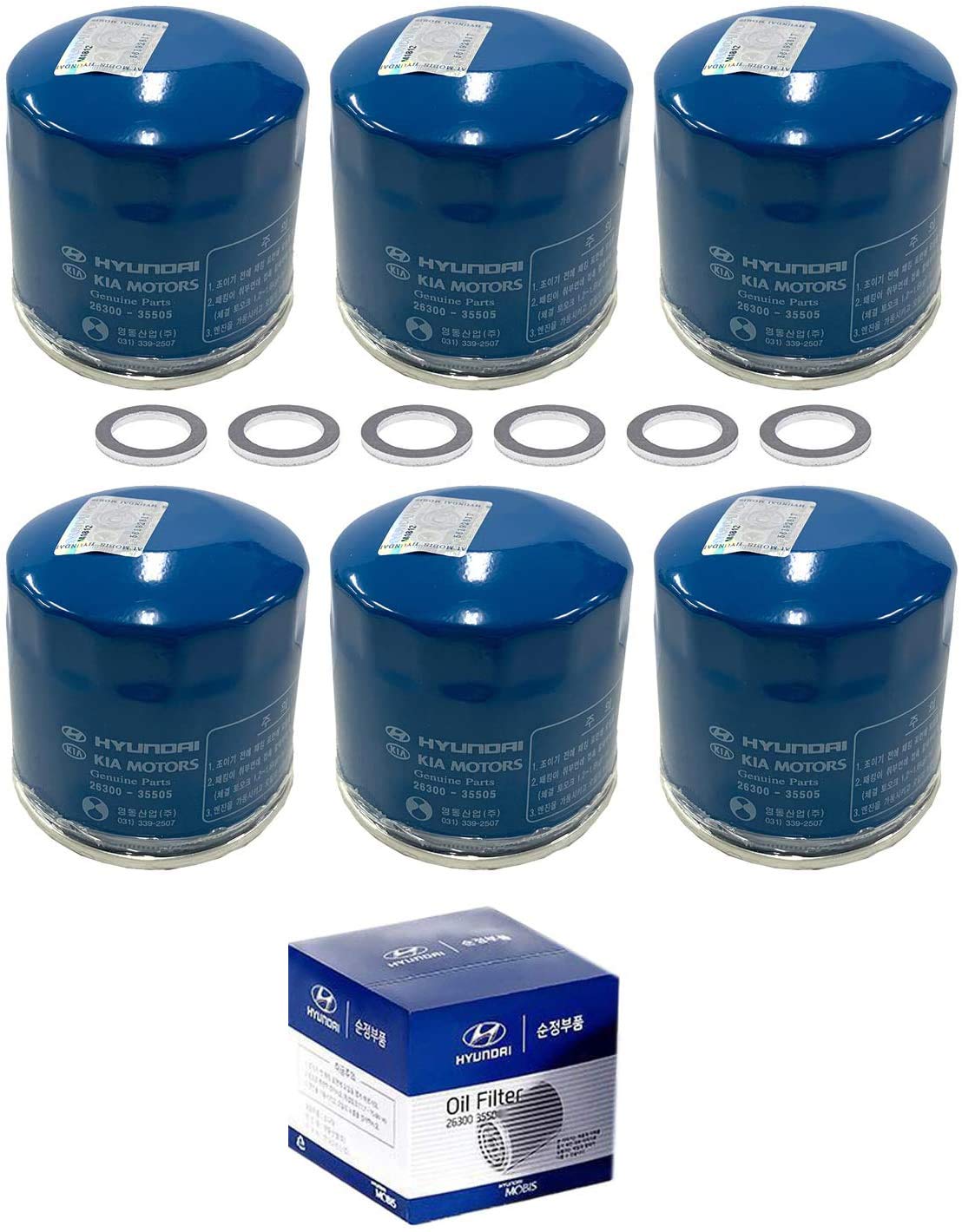 Genuine Oem Hyundai & Kia Oil Filter 26300-35505 (New Version Of 35504) (6 Pack)