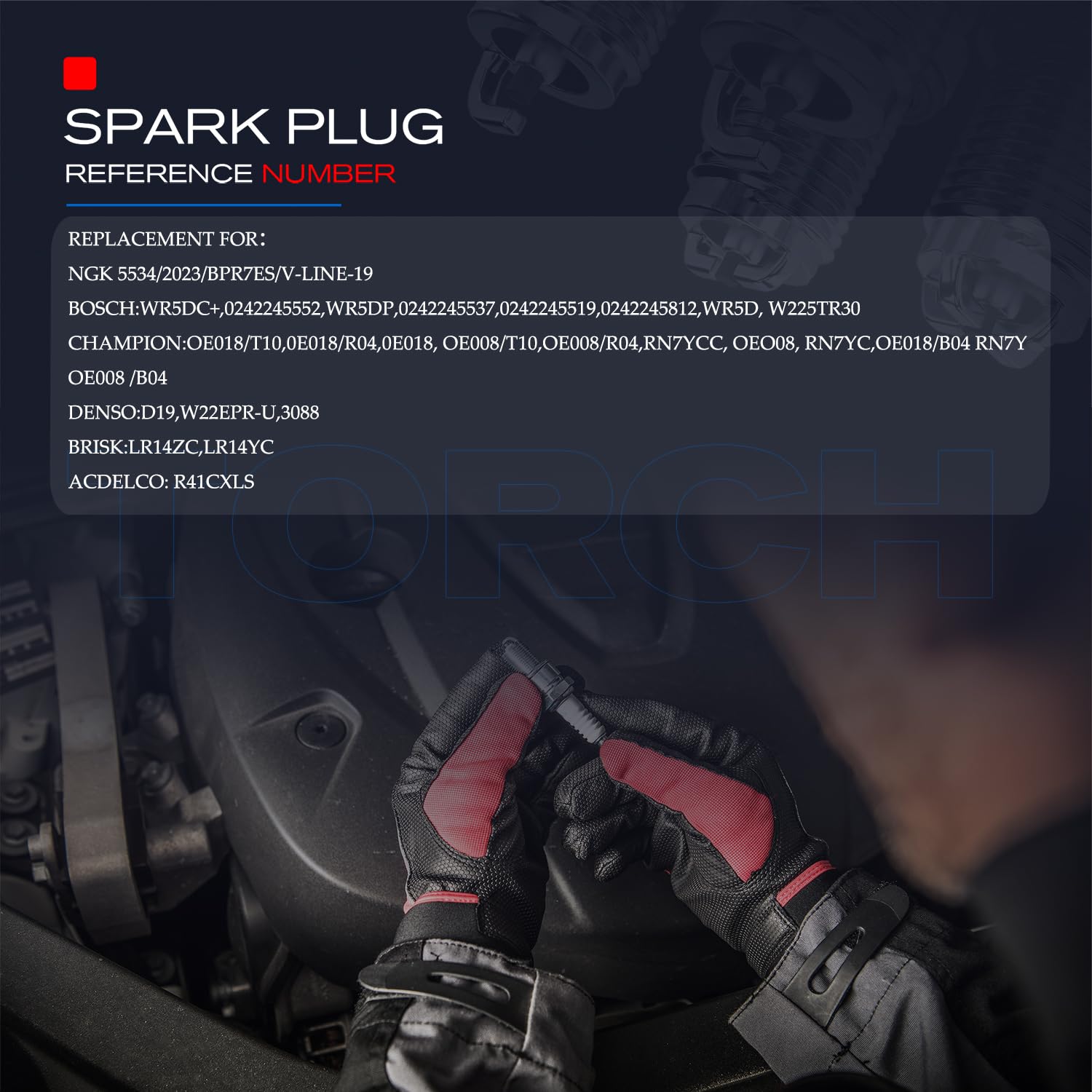 2PK TORCH F7RTC Spark Plug Replace for NGK 5534/BPR7ES V-line-19, for Bosch 7992/WR5DC 4038/WR5DP, for Champion 332/RN7YC 415/RN