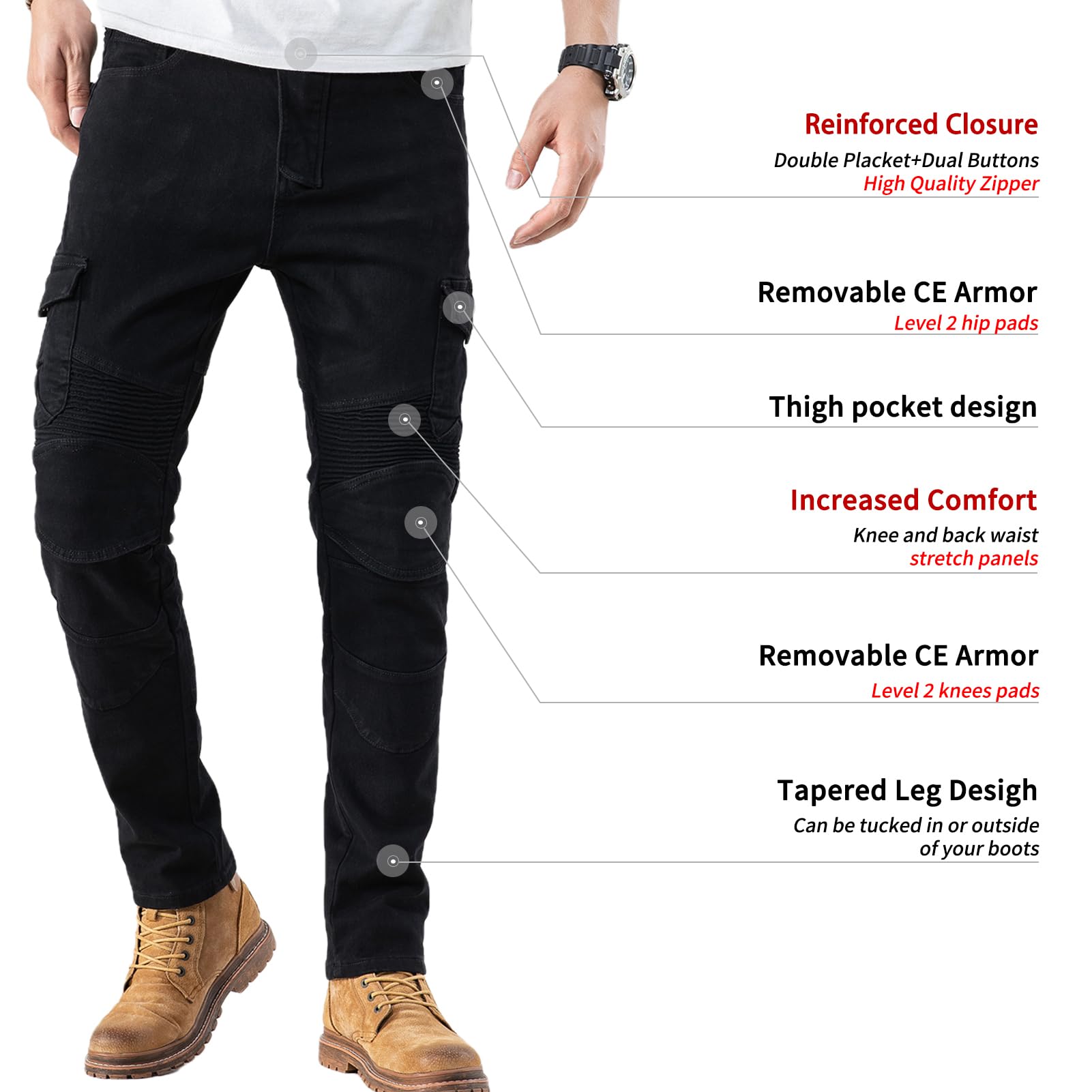 Ctbqitom Motorcycle Pants For Men Motocross Riding Pants Motorbike Riding Denim Jeans Adventure Trousers With Ce Armor Protector