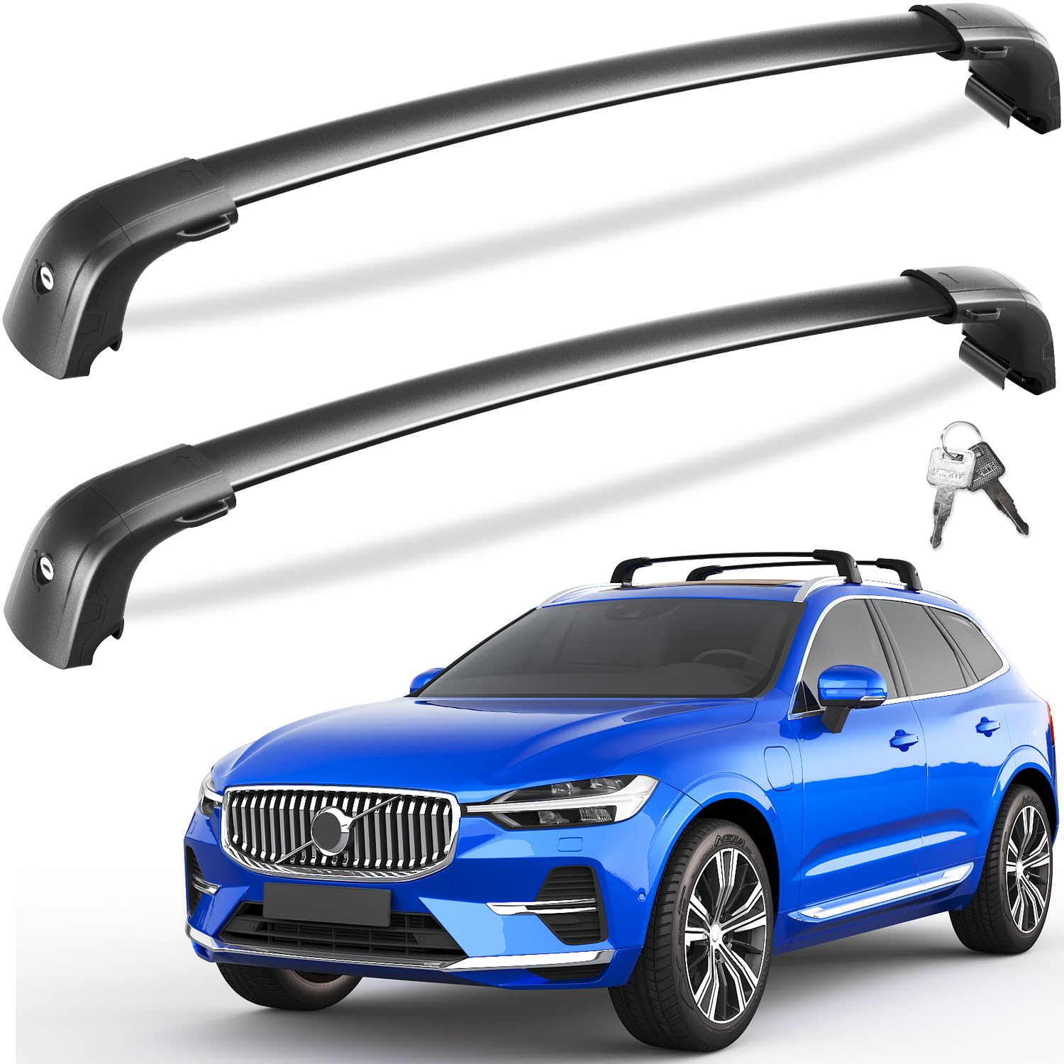 Tuyoung 220lbs Lockable Roof Rack Cross Bars Compatible with Volvo XC60 XC-60 2018-2025, Heavy Duty Anti-Theft Aluminum Roof Rai