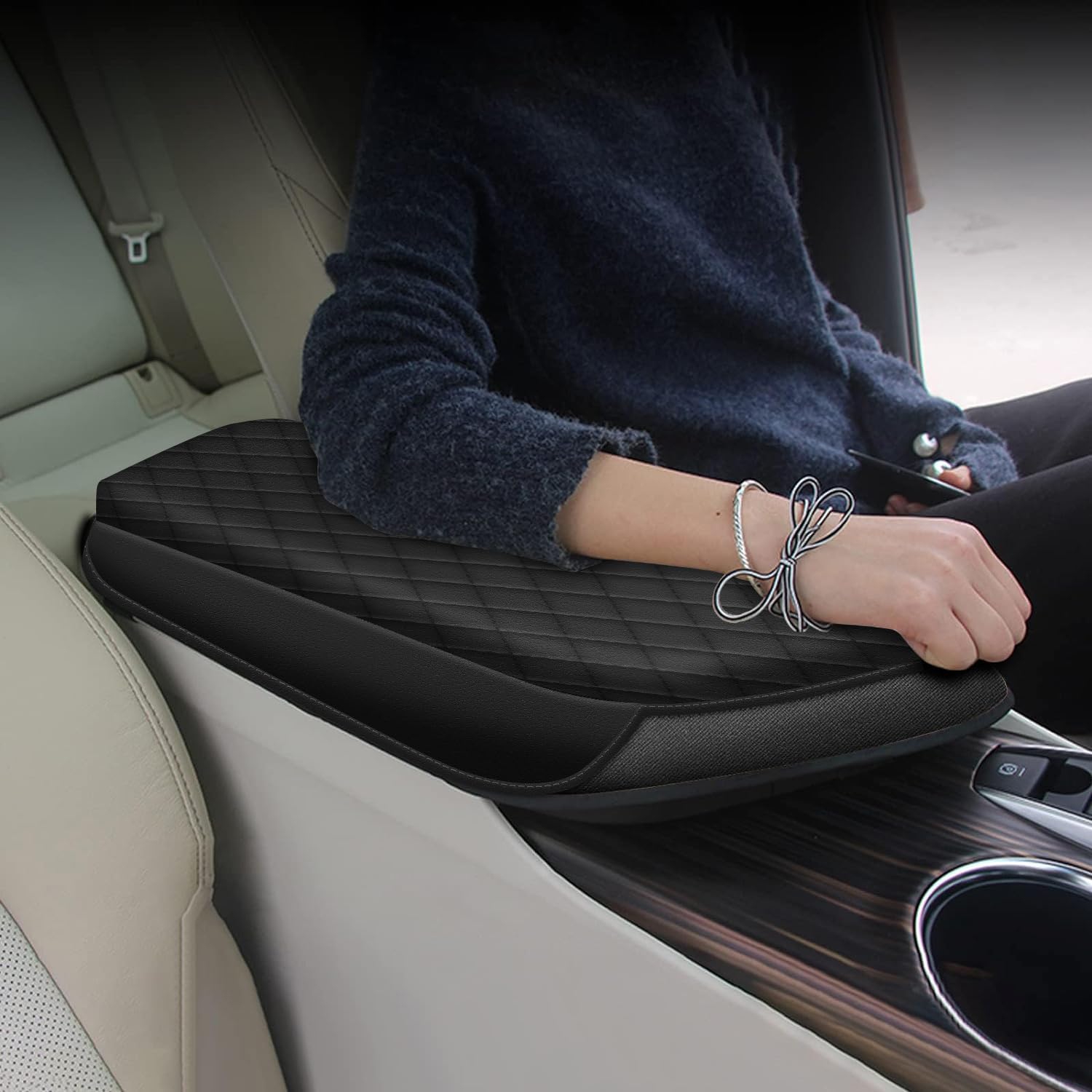 Aomsazto Heightening Armrest Pad For 2018-2024 Toyota Camry Black Color