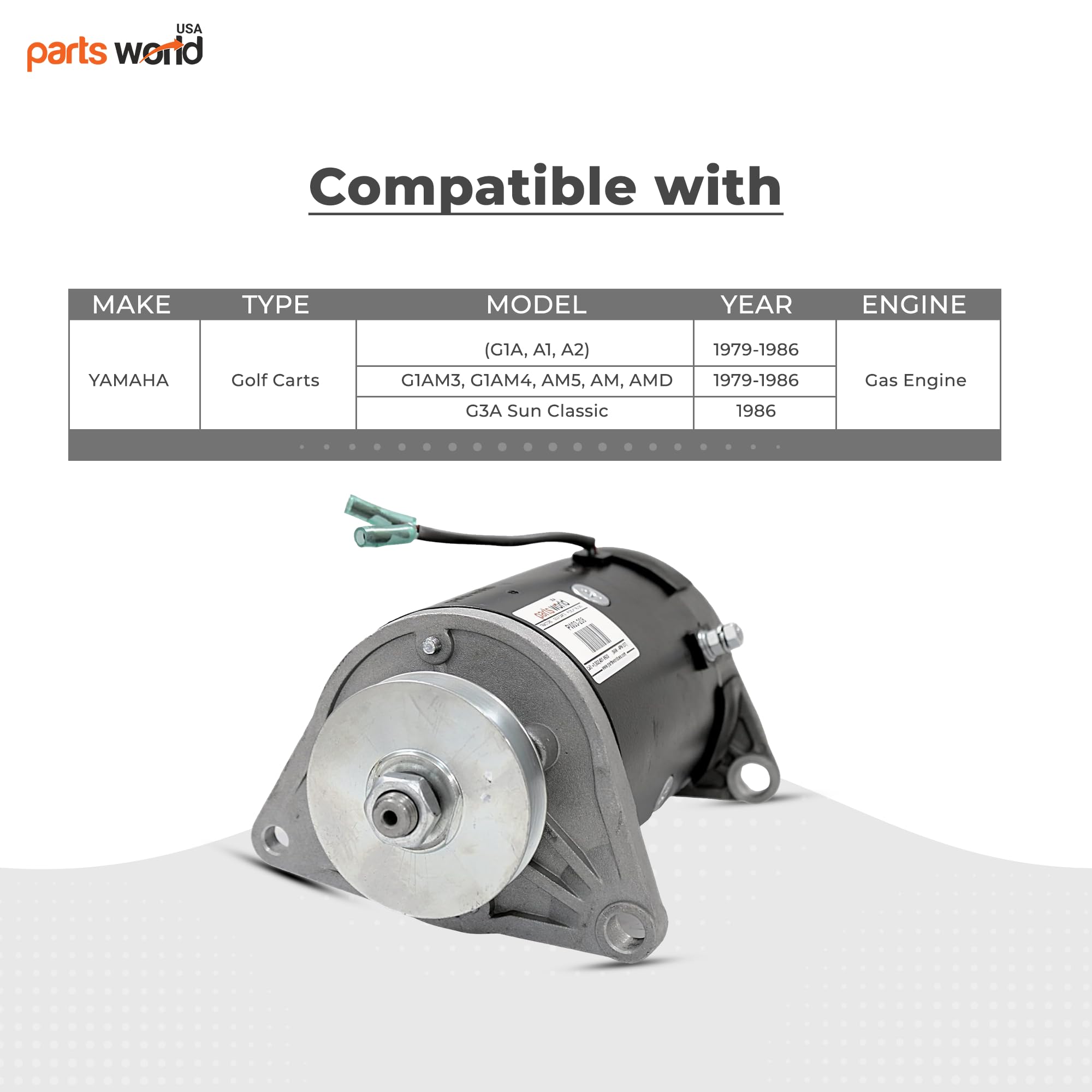 12V Starter Generator Compatible with Yamaha Golf Cart Gas Model G1A (1979-1986), G3A Sun Classic Gas(1986) J10-81100-10-00 GSB1