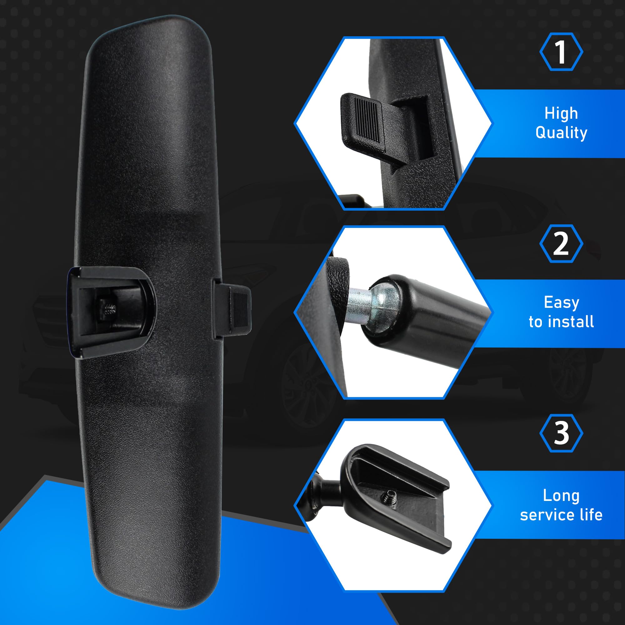 YzusGomumu Car Rear View Mirror Reverse Mirror Compatible With 1972-2018 Jeep Wrangler Compass Patriot Cherokee Dodge RAM Charge