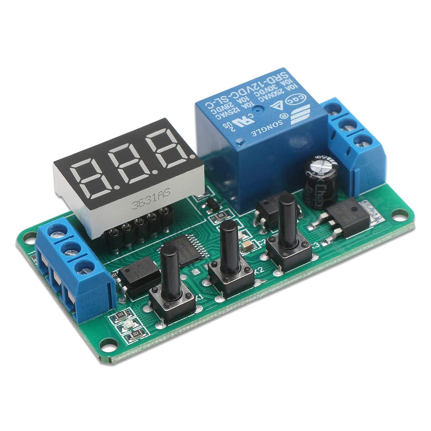 DROK 12V Timer Relay - Digital Delay Switch, 0.1s to 999min, 50mA, 4-Mode Automotive Module with LED Display, 1pcs