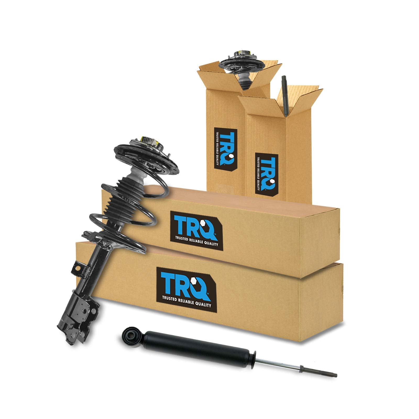 Trq Front And Rear Complete Strut Assembly & Shock Absorber Kit Complete Strut & Coil Spring Assembly Compatible With 2003-2007 