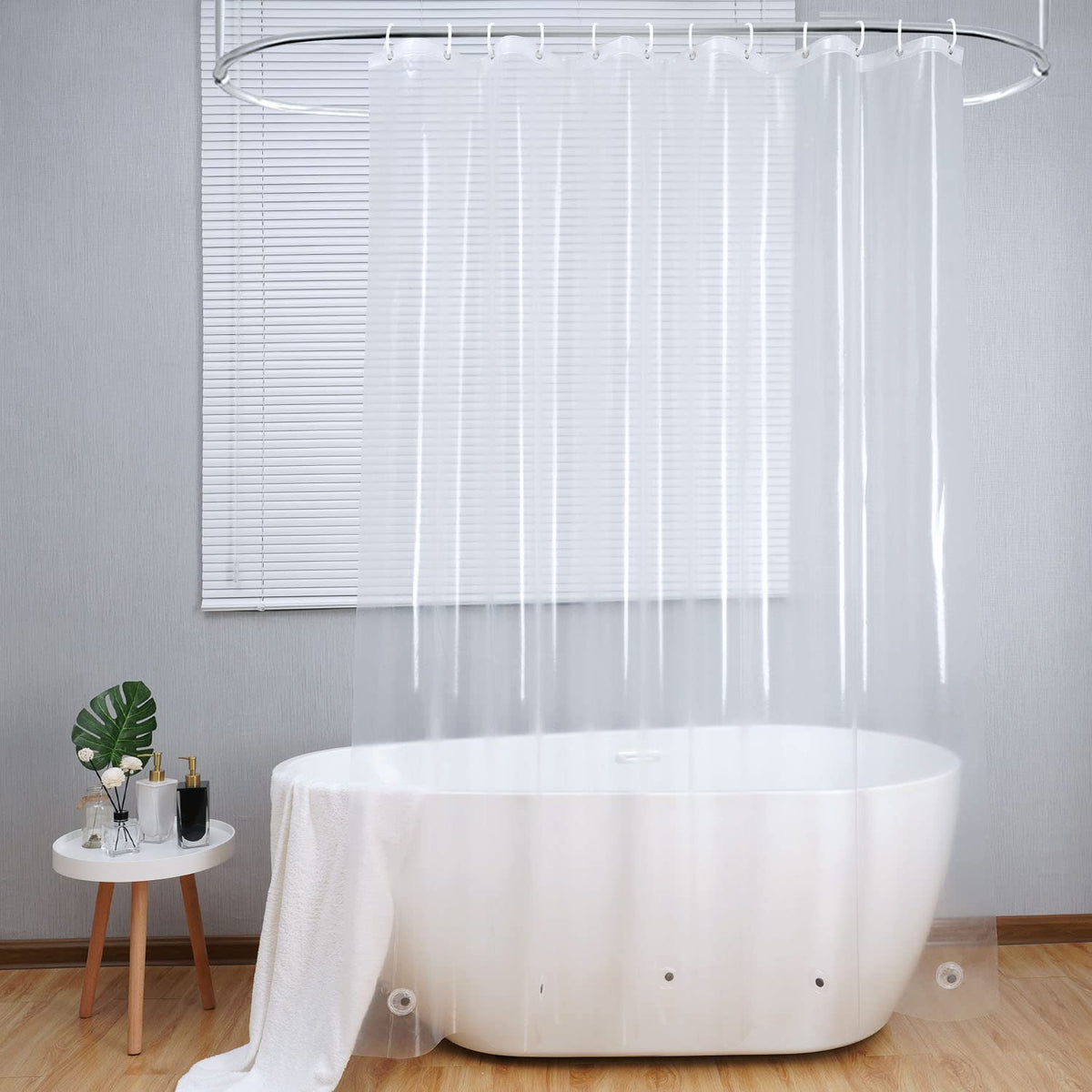 Aoohome Clear Shower Curtain Liner -8G Eva Heavy Duty Water Repellent Shower Liner For Bathroom, Long Shower Curtain 72' W X 75' L, 12 Rust Proof Grommets Holes, 5 Bottom Magnets