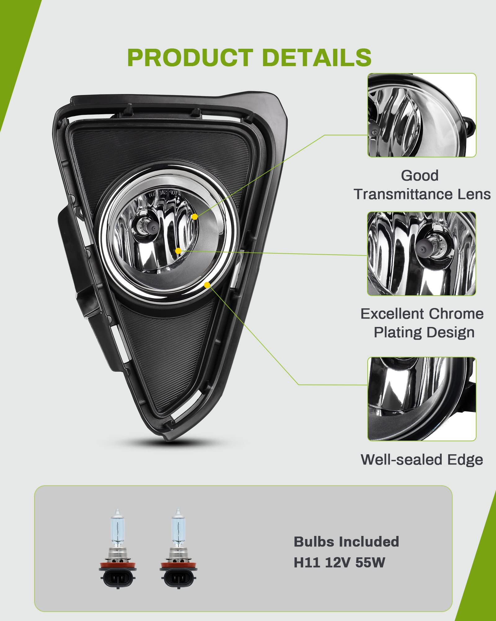 Autosaver88 Fog Lights Compatible With 16-18 2016 2017 2018 Rav4 Fog Light Replacement,With 12V 55W H11 Bulbs,Wiring Harness And