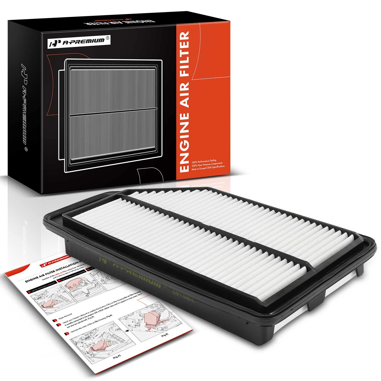 A-Premium Engine Air Filter Compatible With Honda Odyssey 2011-2017, V6 3.5L, Rigid Panel, Replace# 17220Rv0A00