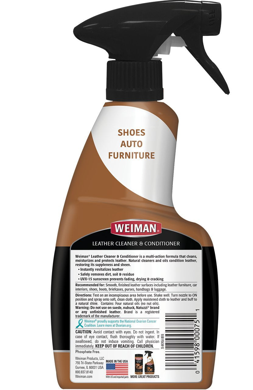 Weiman Leather Cleaner And Conditioner For Furniture - 12 Ounce - 2 Pack - Ultra Violet Protection Help Prevent Cracking Or Fadi