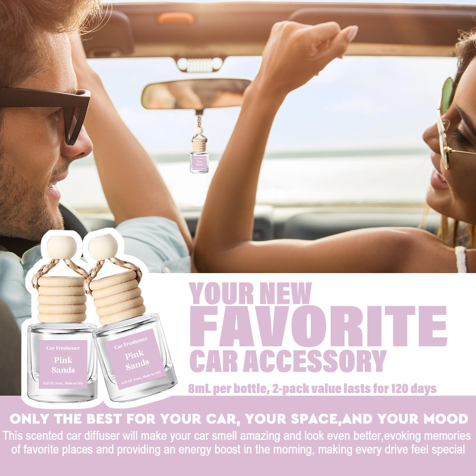 Hanging Car Air Freshener - Essential Oil Diffuser, Long Lasting, Cute, For Women