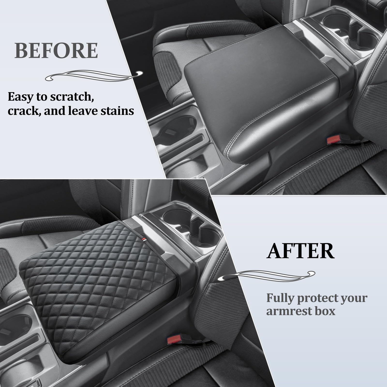 Jdmcar Armrest Cover Compatible With 2021 2022 2023 2024 2025 Ford F150 Pu Leather Car Interior Accessories, Customized Anti-Scr