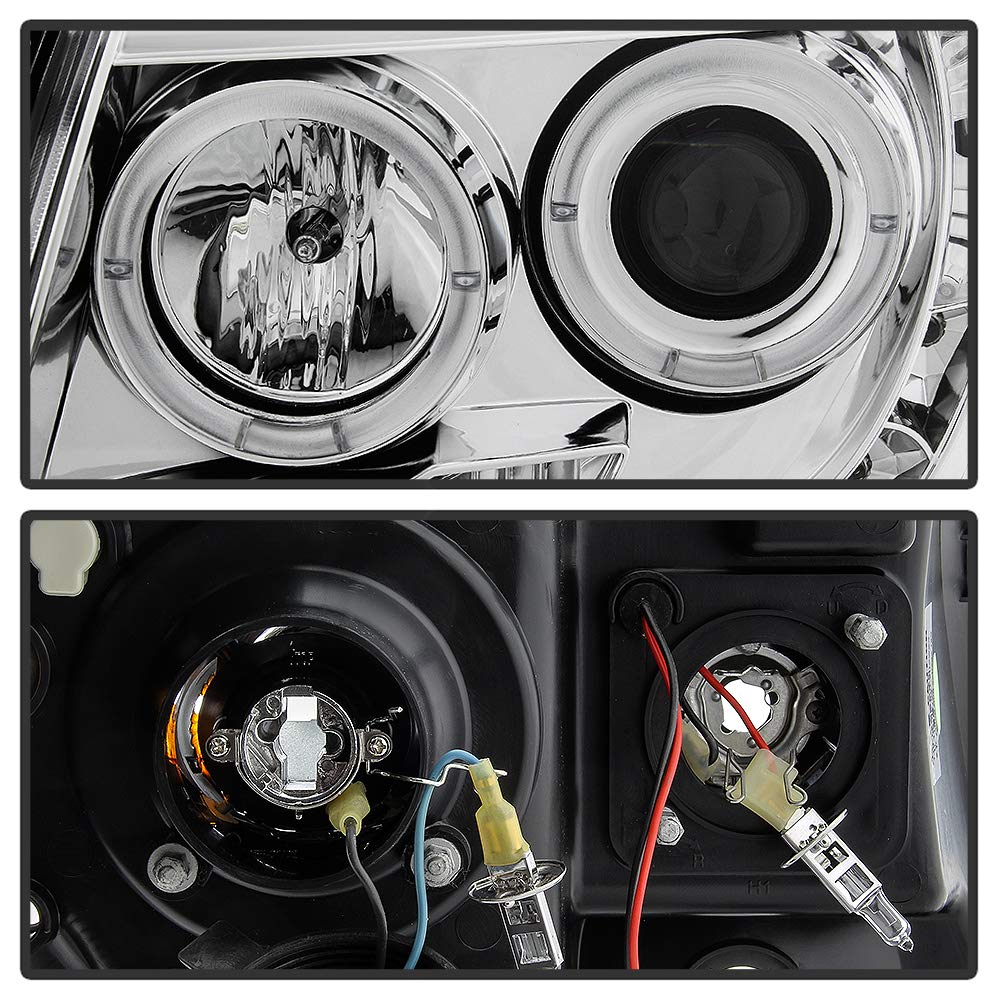 Acanii - For 2005-2011 Toyota Tacoma Led Drl Halo Ring Chrome Housing Projector Headlights Headlamps, Driver & Passenger