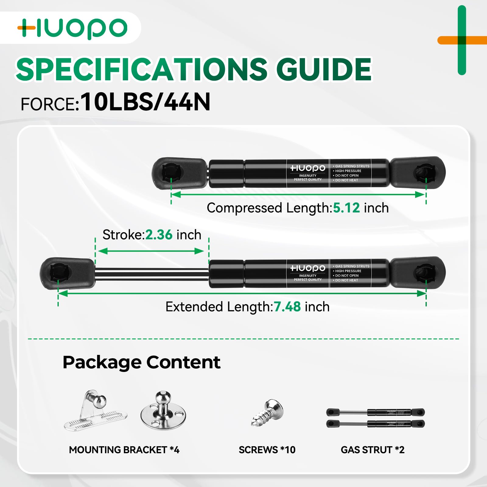 Huopo Spd490010 7.5 Inch 10Lb/45N Gas Shock Strut Lift Support Fit For Sentry Safe Door Replacement Parts Rv Overhead Cabinet Li
